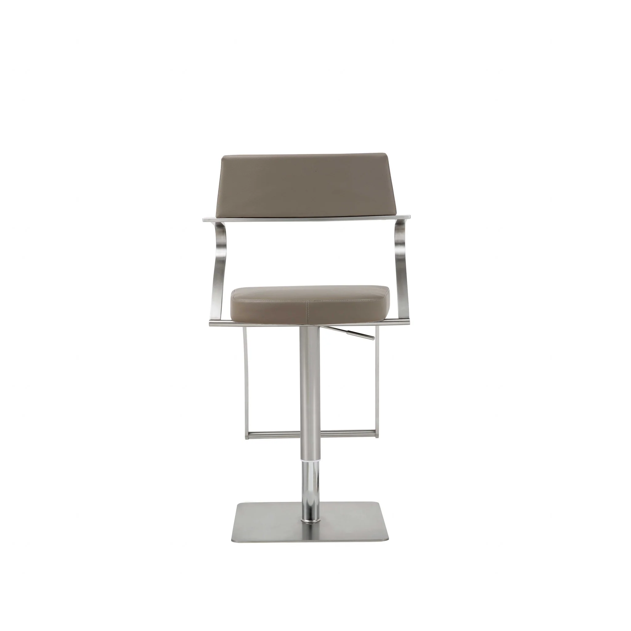 Modern Taupe Faux Leather Adjustable Barstool with Arms By Homeroots - Image 3