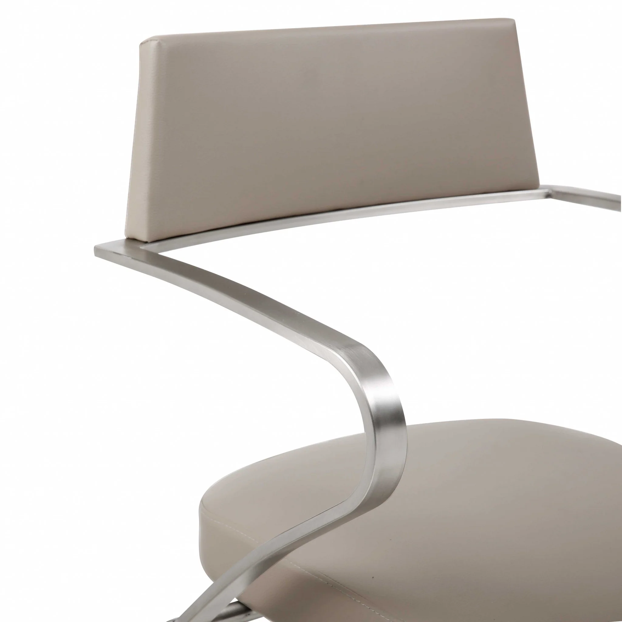 Modern Taupe Faux Leather Adjustable Barstool with Arms By Homeroots - Image 4