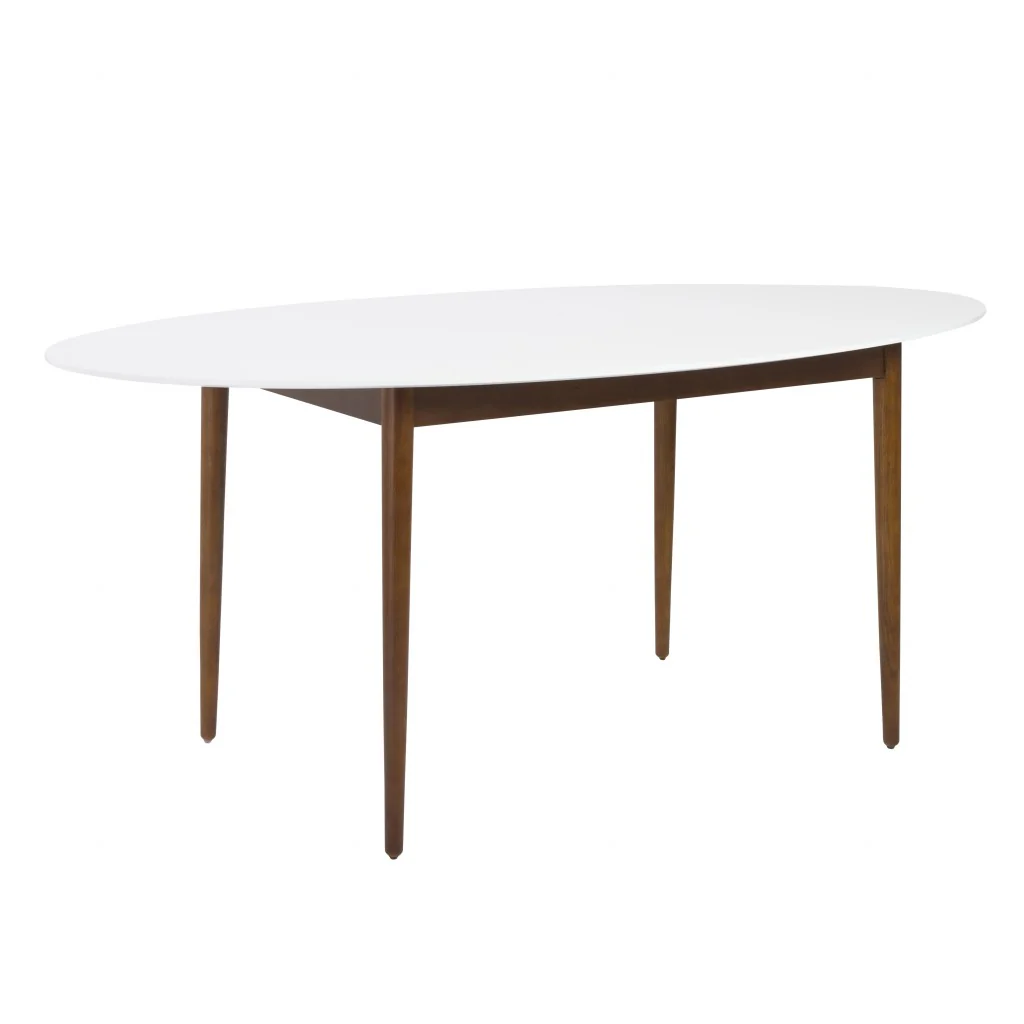 Modern Walnut And White Oval Dining Table By Homeroots - Image 3