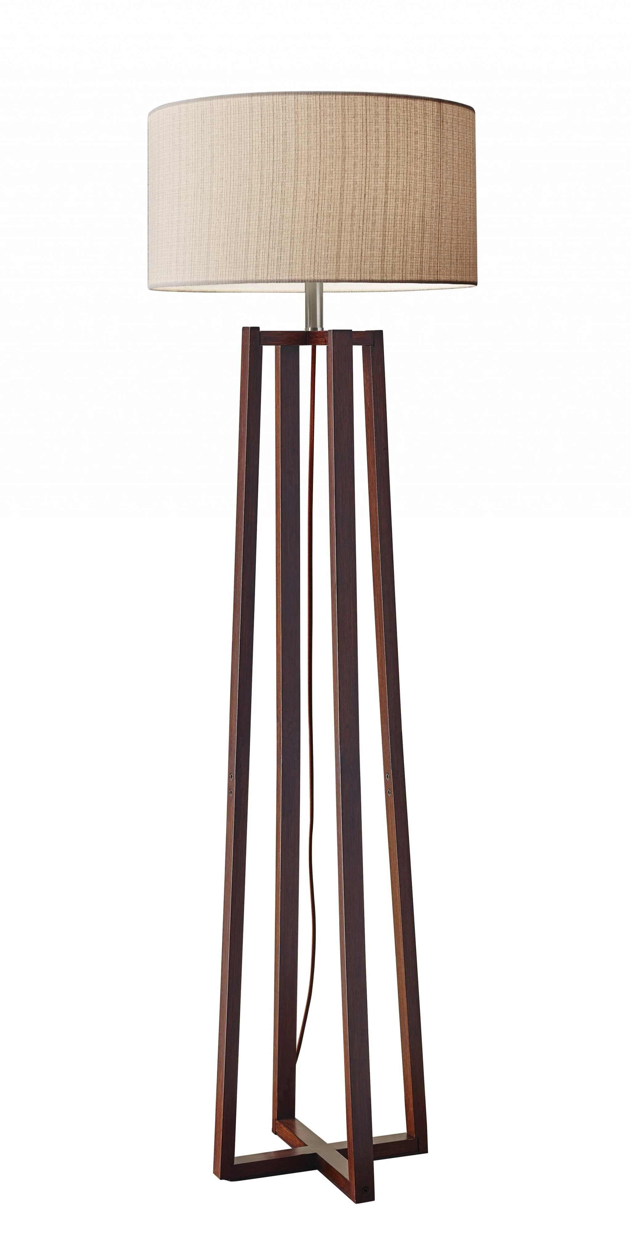 Modern Walnut Birch Wood Floor Lamp By Homeroots - Image 2