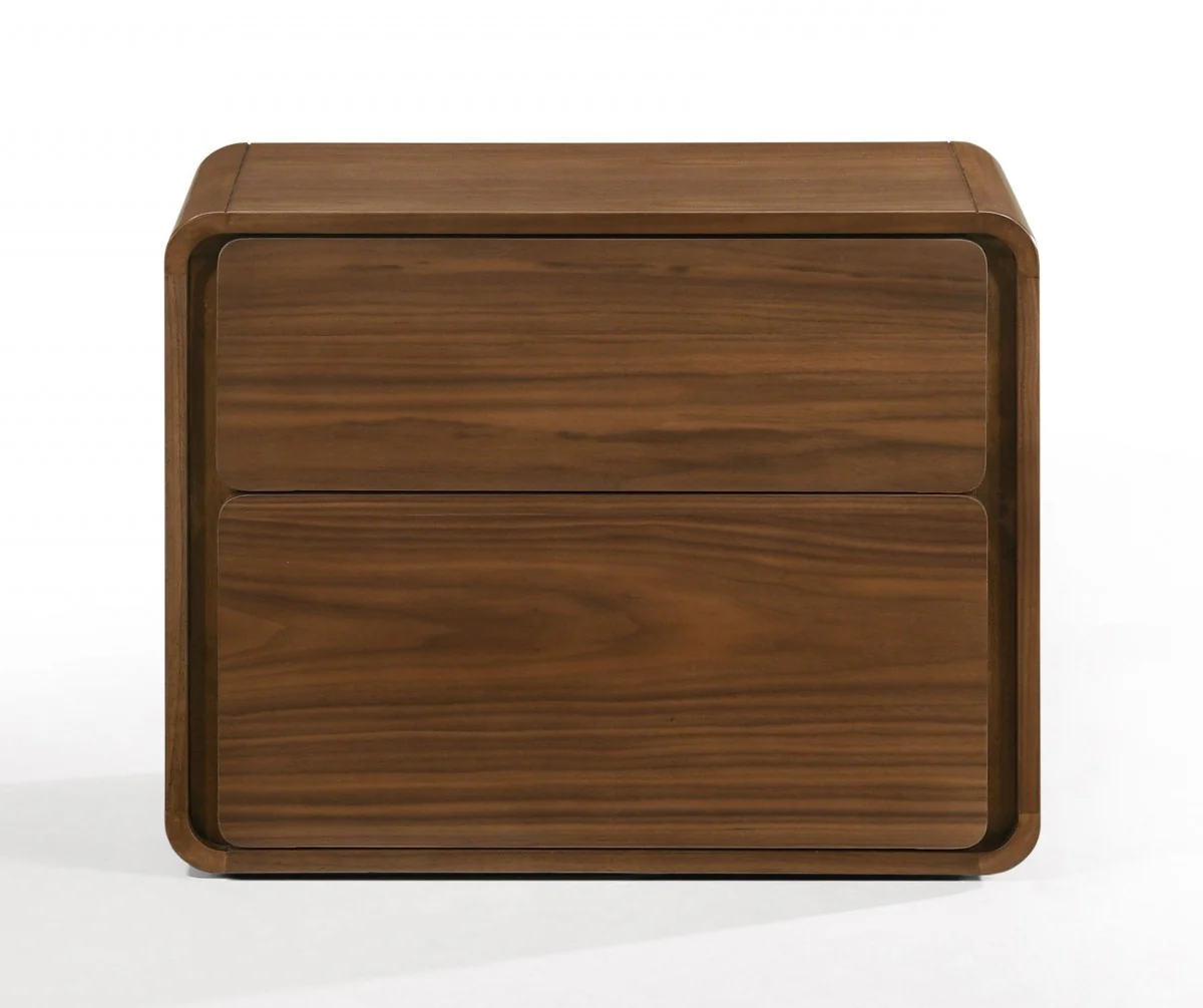 Modern Walnut Brown Nightstand With Two Drawers By Homeroots - 473028 - Image 3