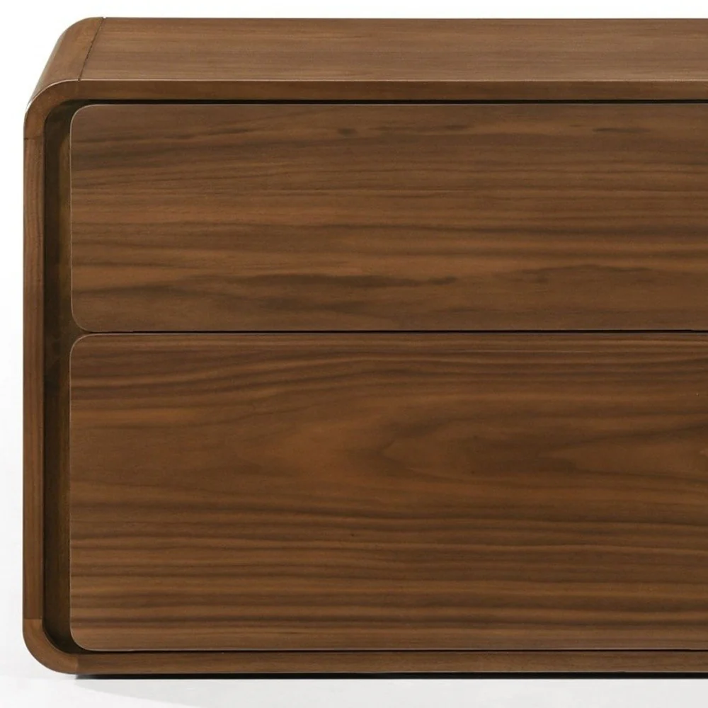 Modern Walnut Brown Nightstand With Two Drawers By Homeroots - 473028 - Image 4