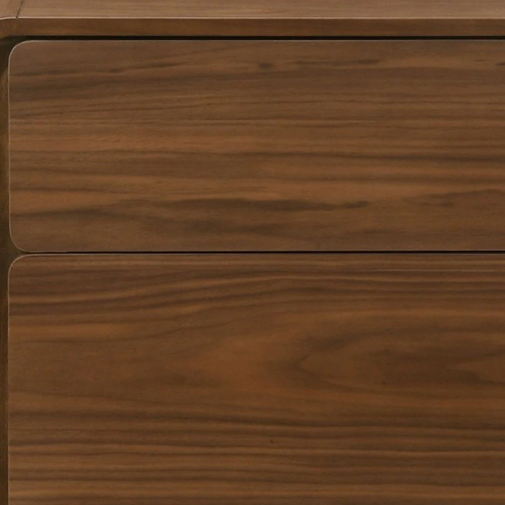 Modern Walnut Brown Nightstand With Two Drawers By Homeroots - 473028 - Image 5