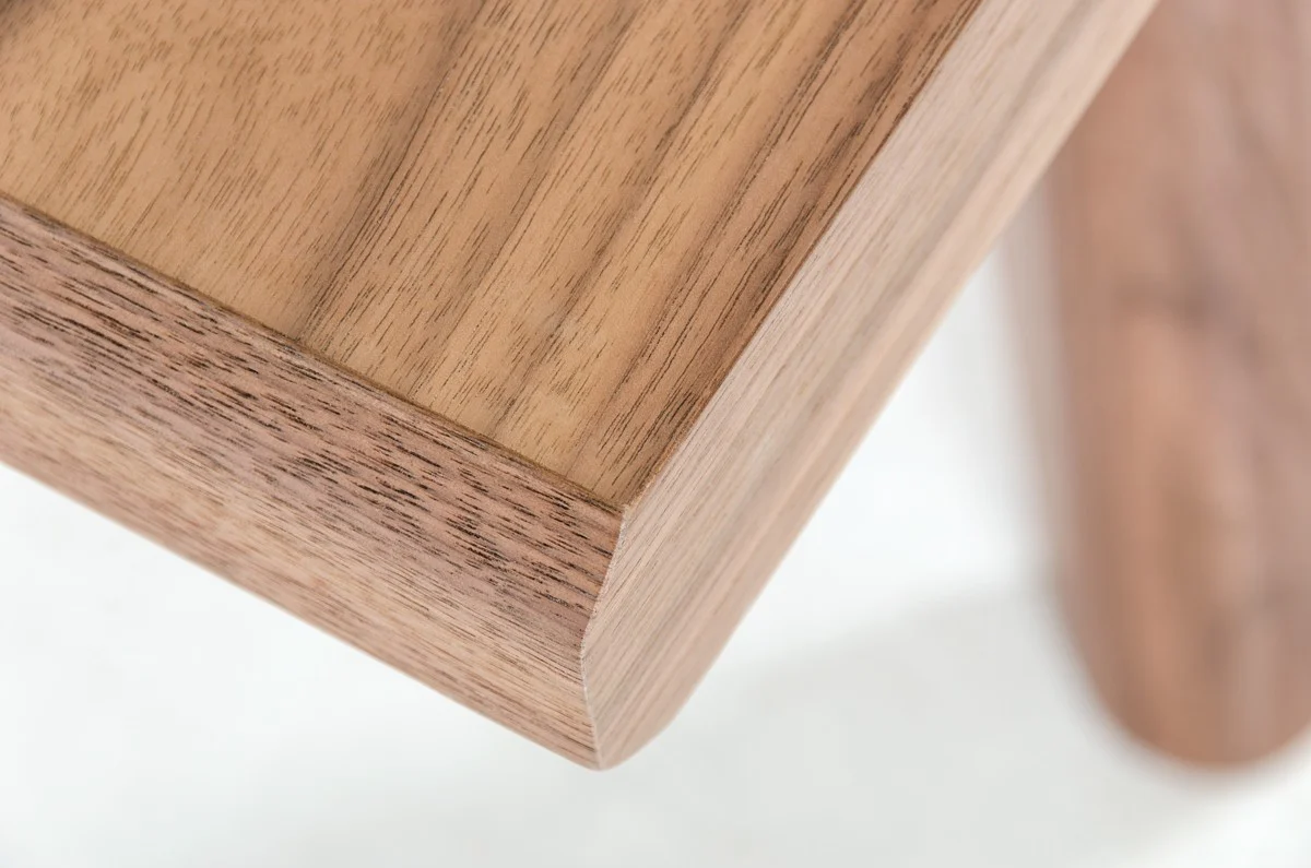 Modern Walnut Finish Dining Bench with Silky Black Metal Support Bar By Homeroots - Image 5