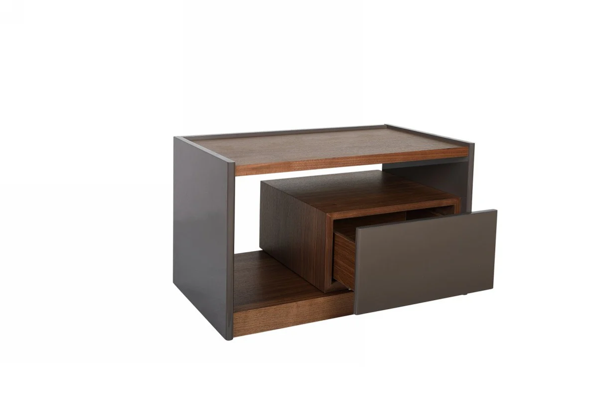 Modern Walnut Nightstand With Drawer Box And Shelf By Homeroots - Image 2