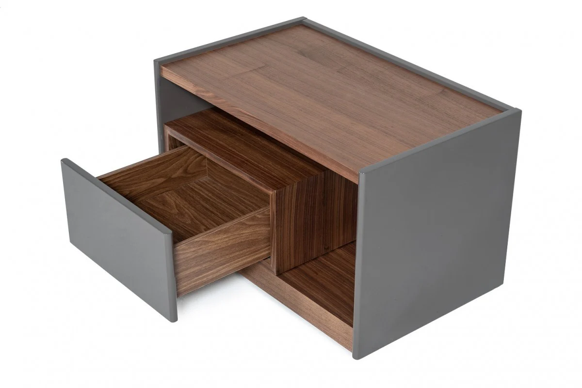 Modern Walnut Nightstand With Drawer Box And Shelf By Homeroots - Image 5