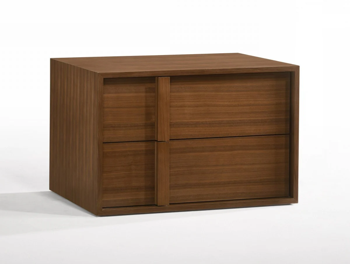 Modern Walnut Nightstand With Two Integrated Drawers By Homeroots - Image 2