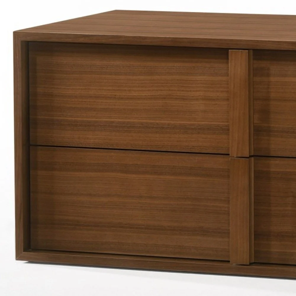 Modern Walnut Nightstand With Two Integrated Drawers By Homeroots - Image 3