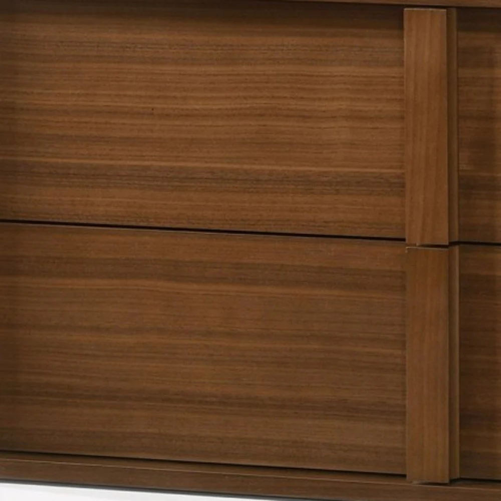 Modern Walnut Nightstand With Two Integrated Drawers By Homeroots - Image 4