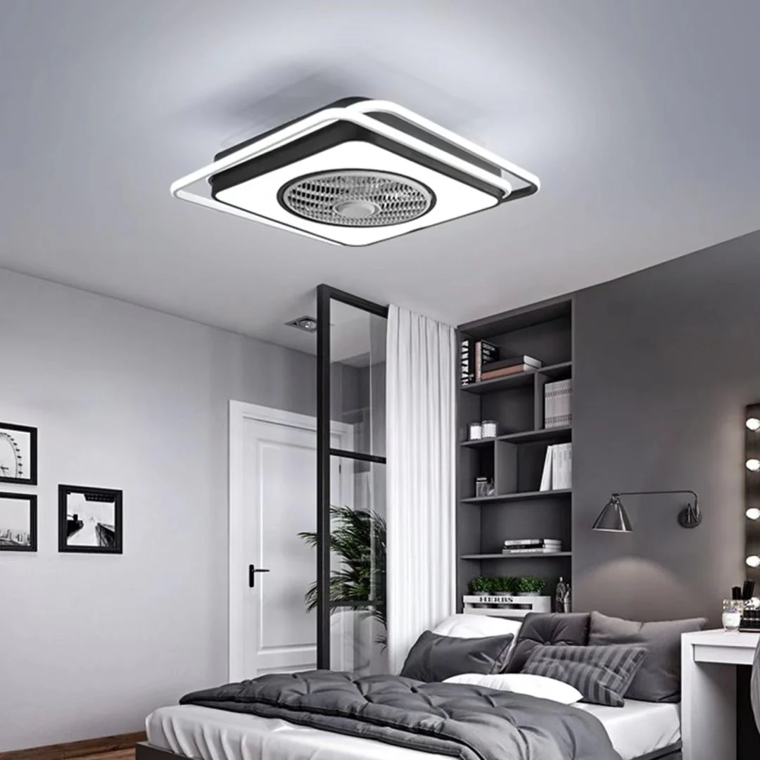 Modern White And Black Ceiling Lamp And Fan By Homeroots - Image 3