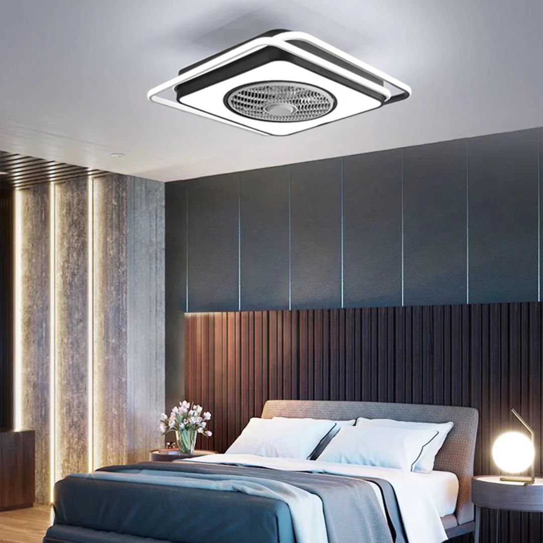 Modern White And Black Ceiling Lamp And Fan By Homeroots - Image 6