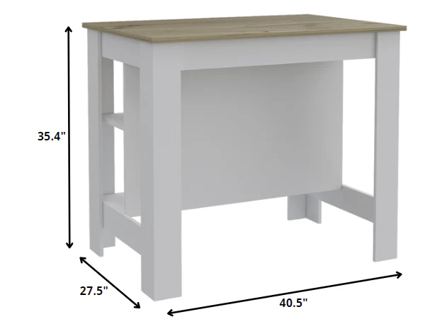 Modern White and Light Oak Kitchen Island By Homeroots - Image 5