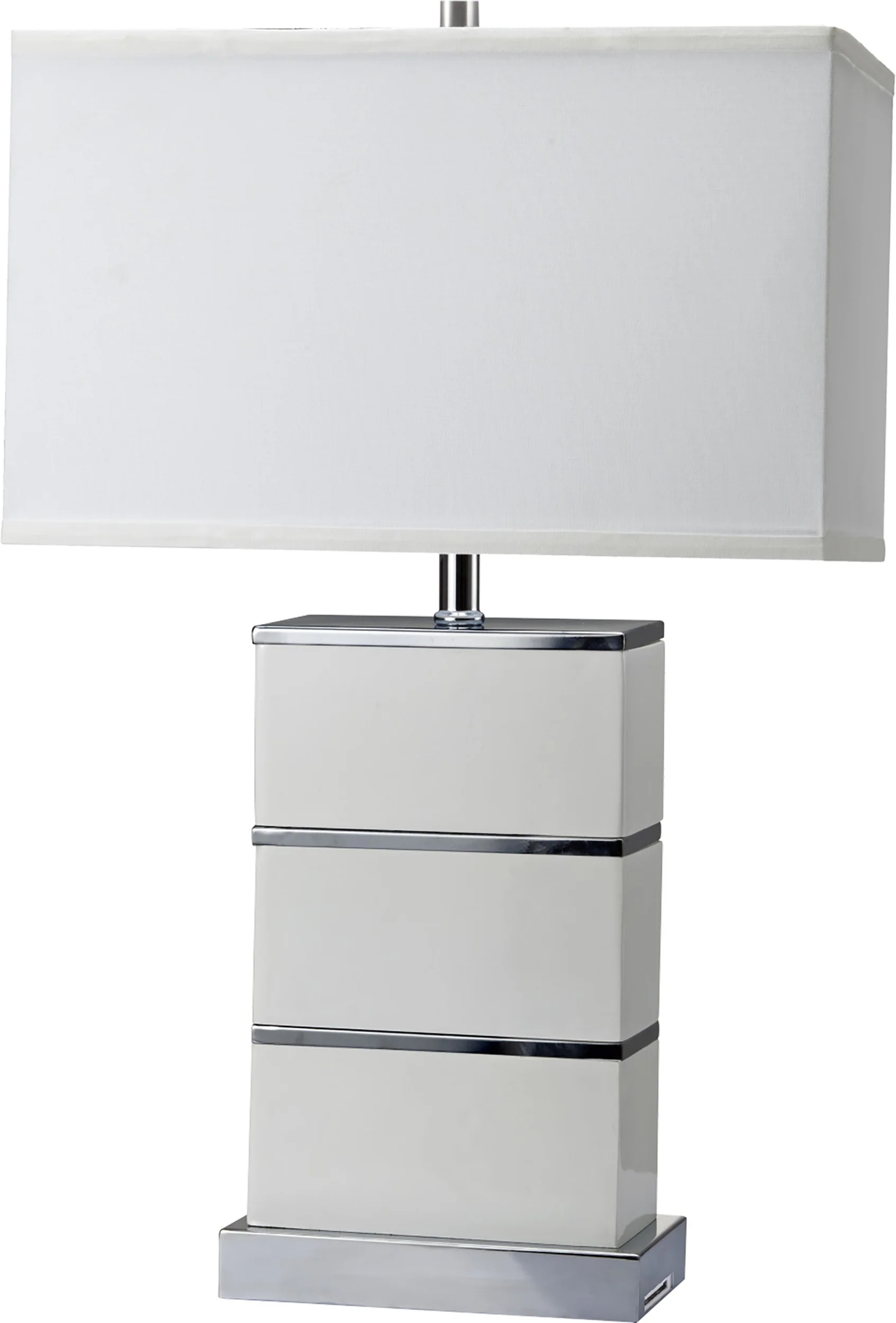 Modern White and Silver Table Lamp with USB By Homeroots - Image 2