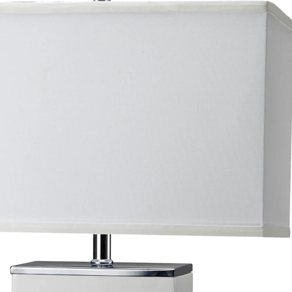 Modern White and Silver Table Lamp with USB By Homeroots - Image 4