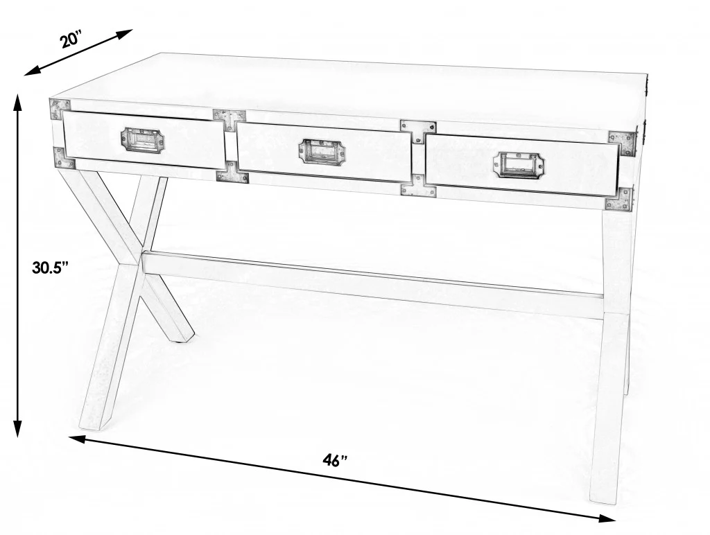 Modern White Campaign Style Desk By Homeroots - Image 9