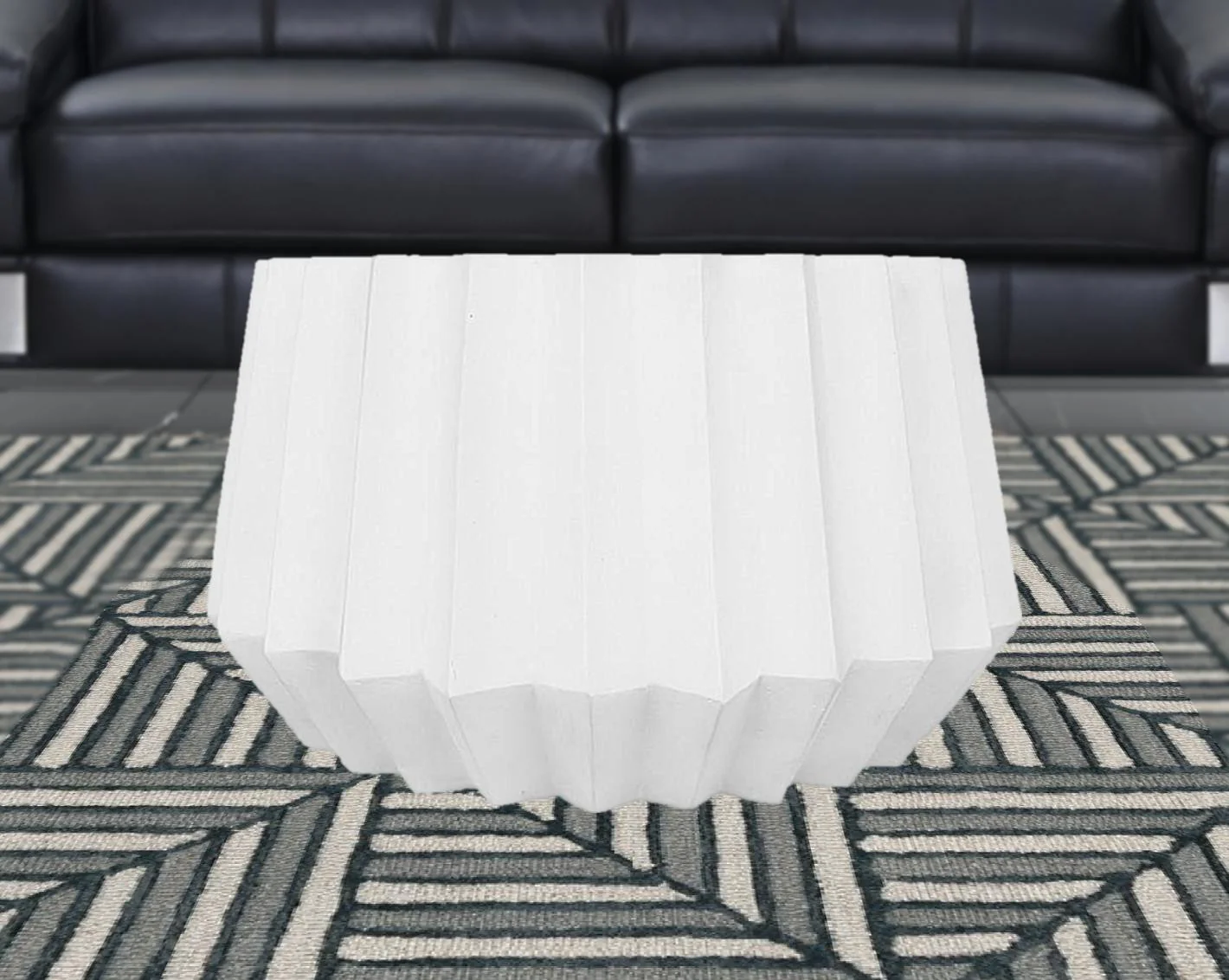 Modern White Concrete Abstract Coffee Table By Homeroots - Image 2