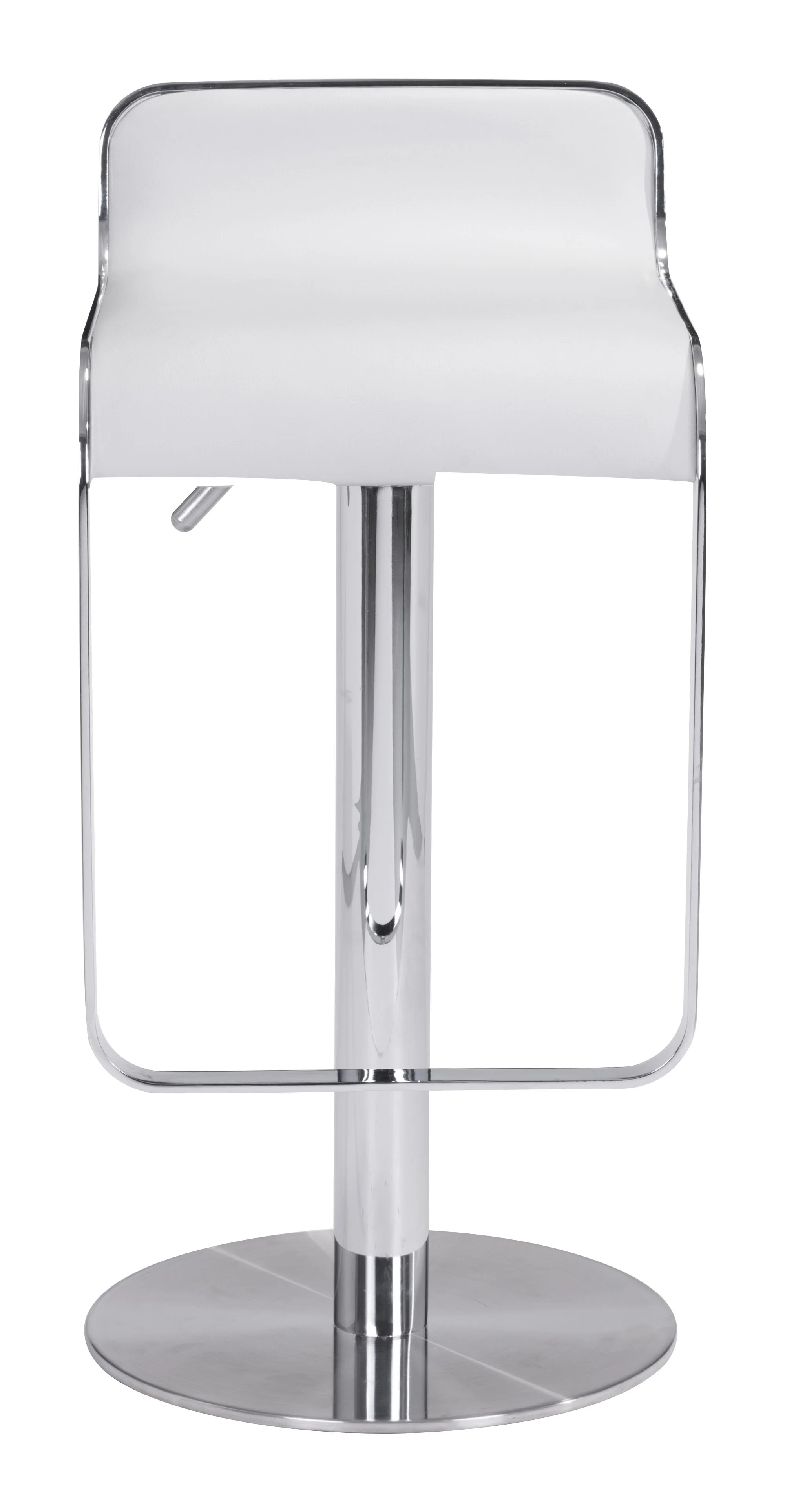 Modern White Faux Leather and Chrome Adjustable Pedestal Barstool By Homeroots - Image 3