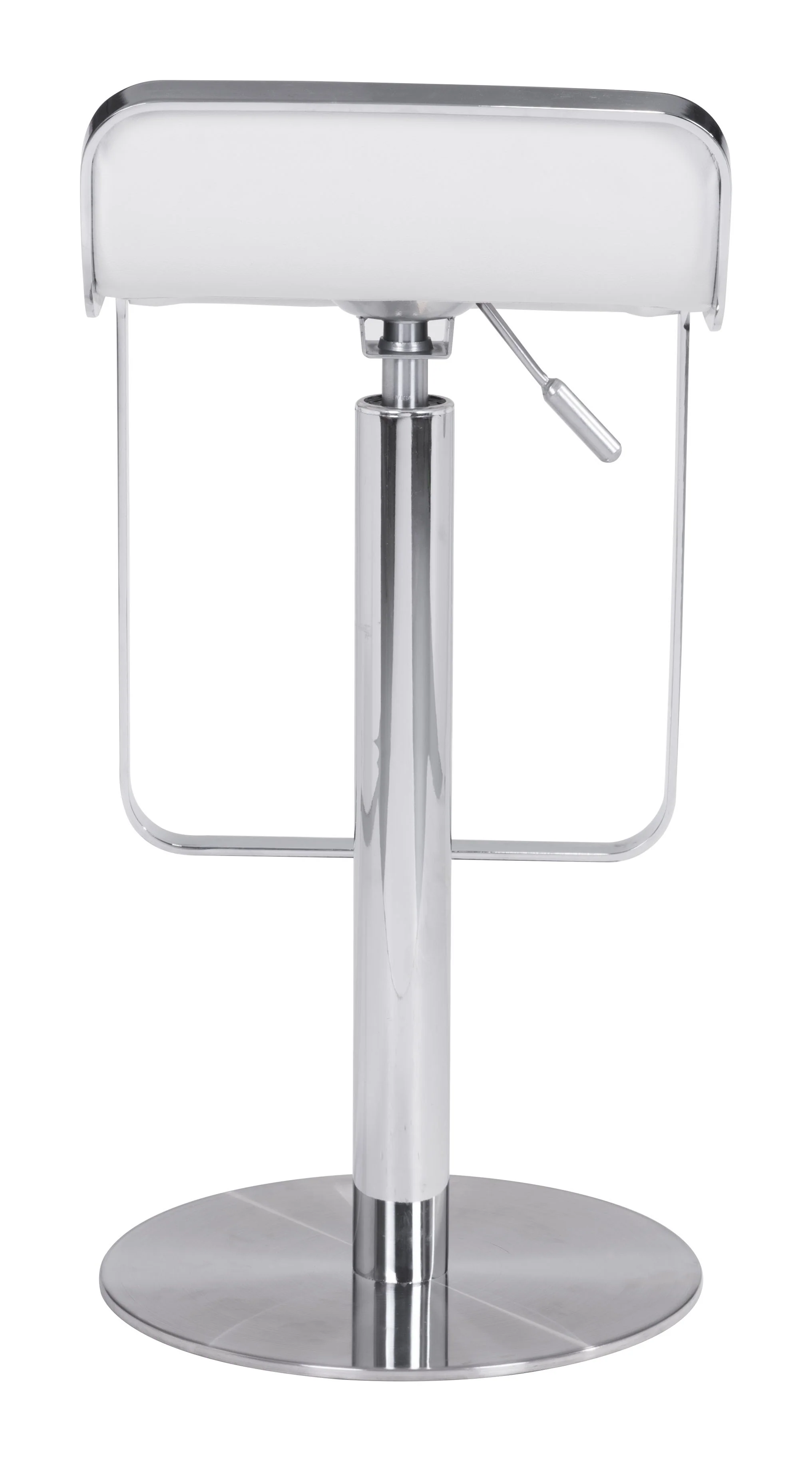 Modern White Faux Leather and Chrome Adjustable Pedestal Barstool By Homeroots - Image 4