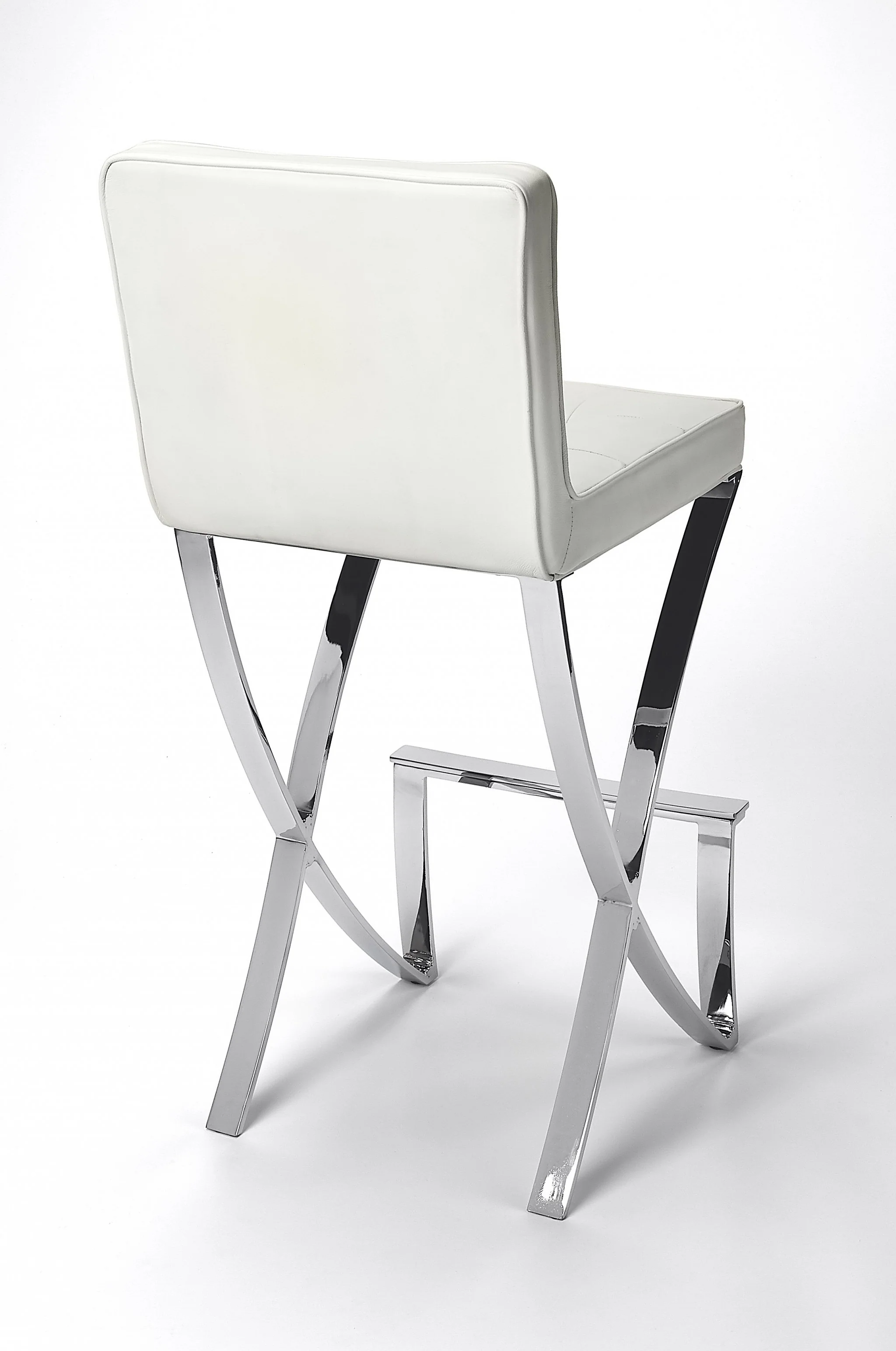 Modern White Faux Leather Bar Stool By Homeroots - Image 2