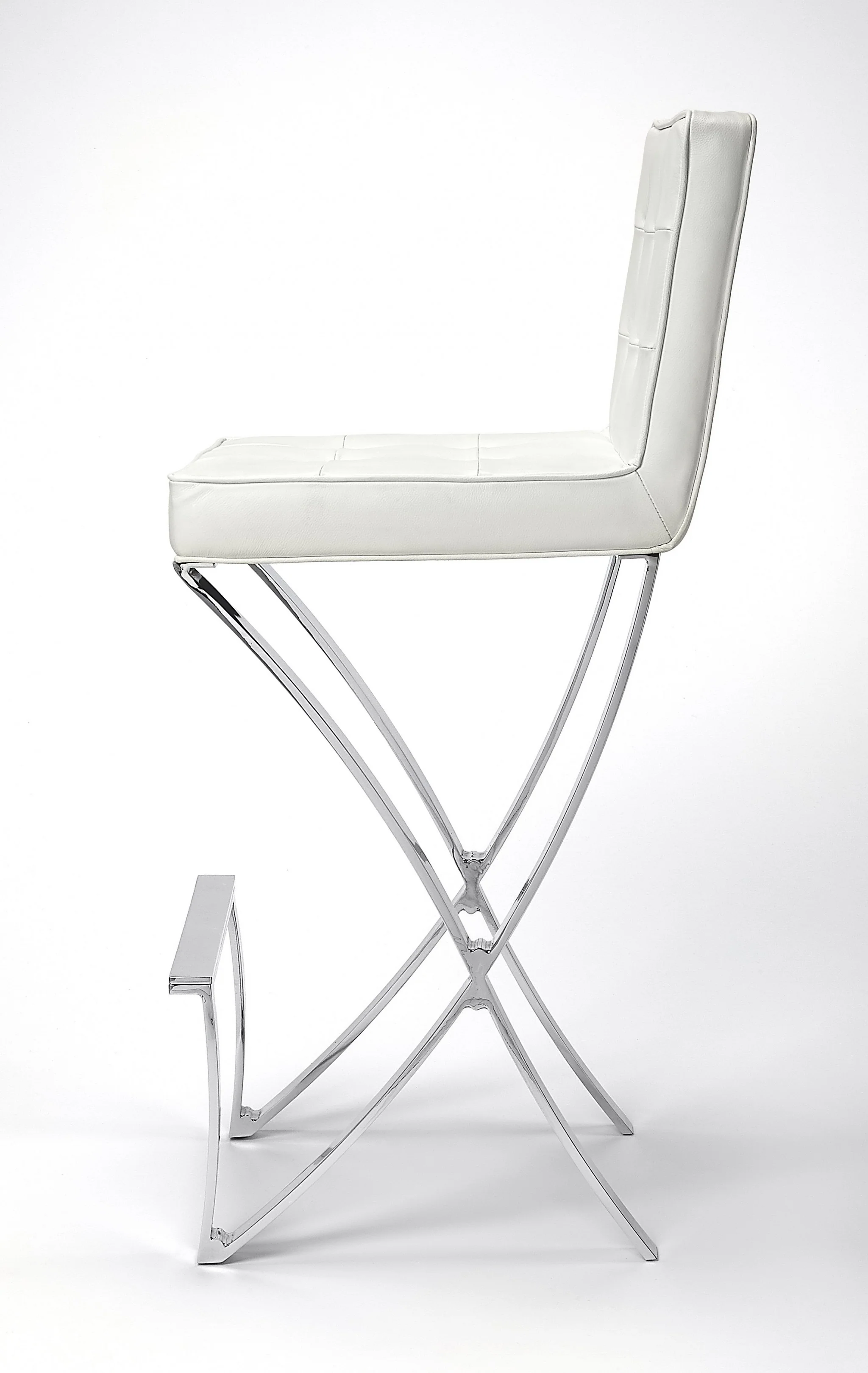 Modern White Faux Leather Bar Stool By Homeroots - Image 3