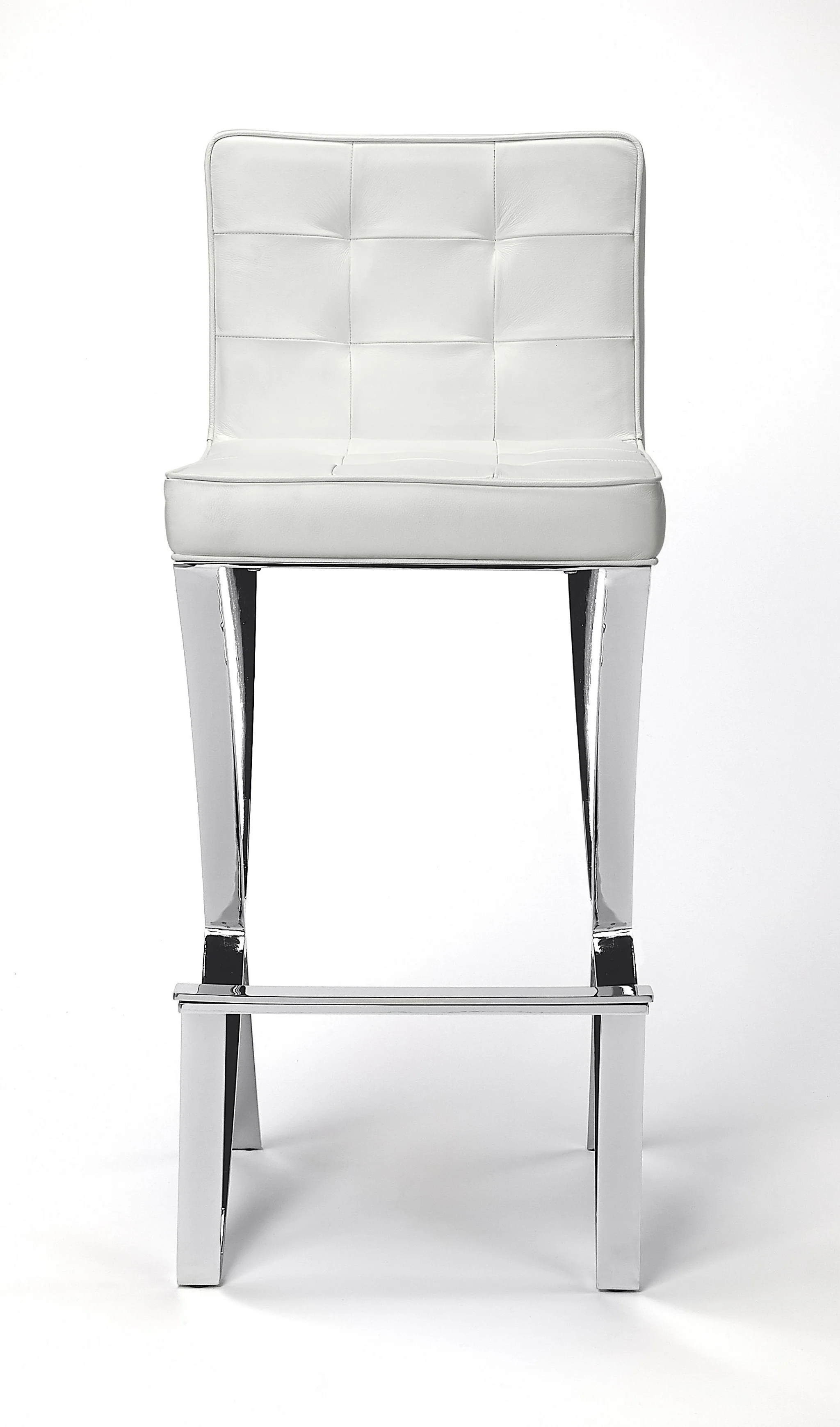 Modern White Faux Leather Bar Stool By Homeroots - Image 4