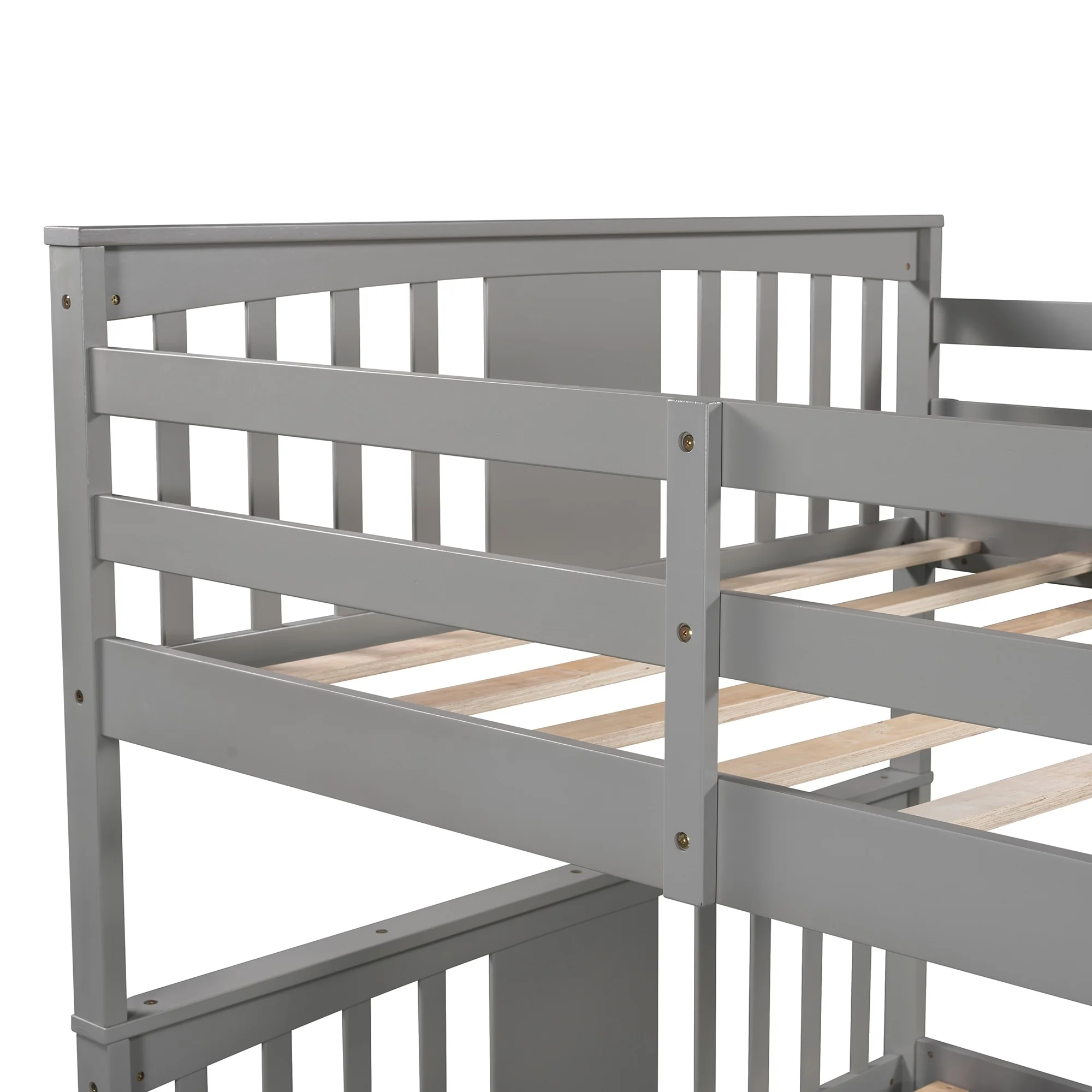 Modern White Full Over Full Bunk Bed With Two Drawers By Homeroots - Image 15