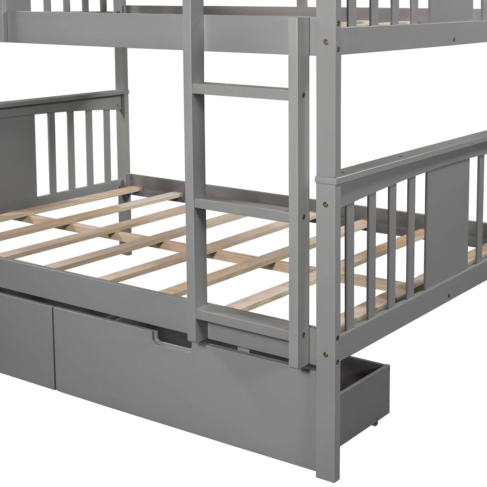 Modern White Full Over Full Bunk Bed With Two Drawers By Homeroots - Image 16