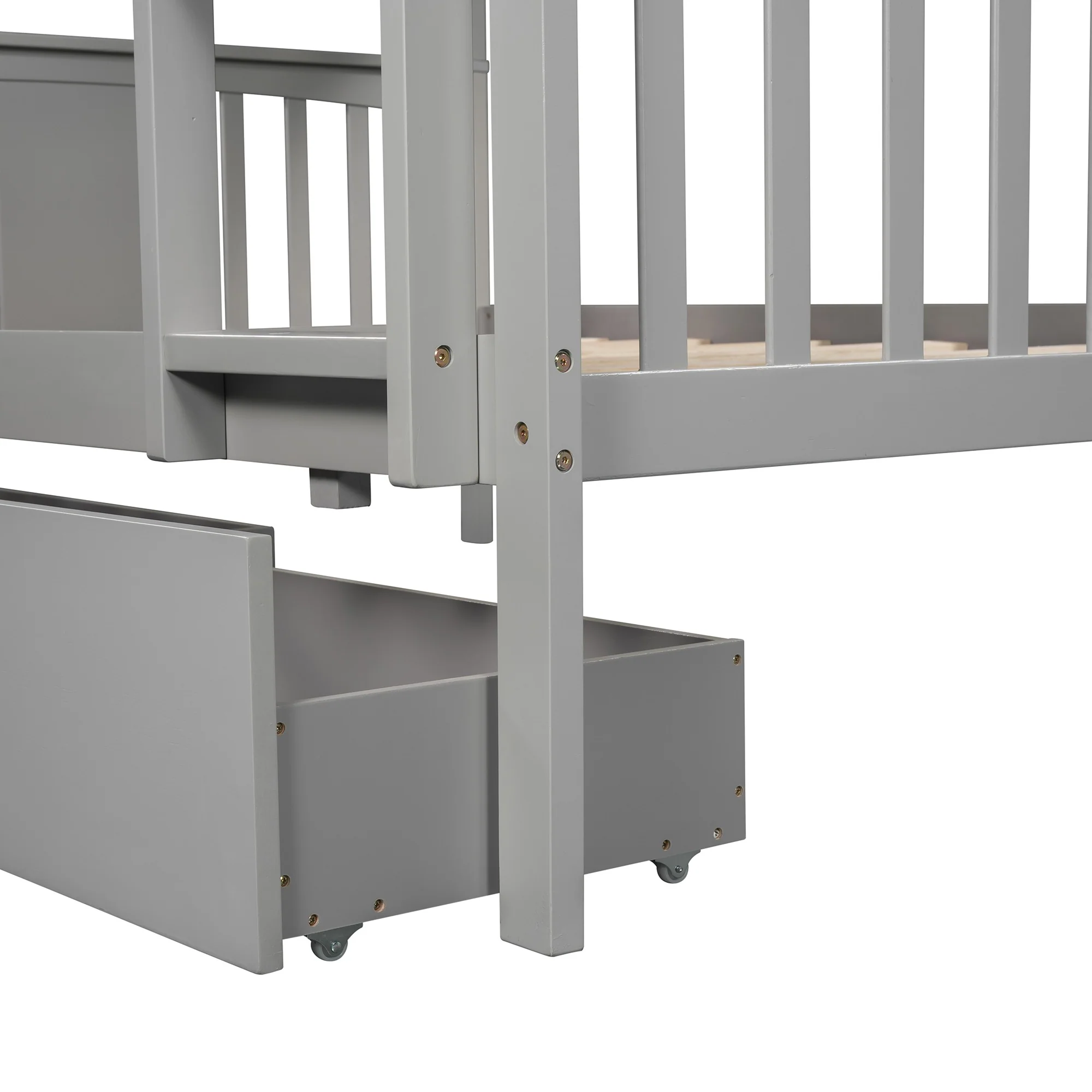 Modern White Full Over Full Bunk Bed With Two Drawers By Homeroots - Image 17