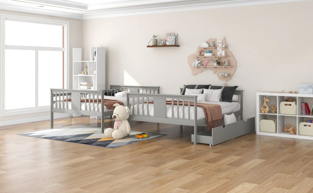 Modern White Full Over Full Bunk Bed With Two Drawers By Homeroots - Image 18