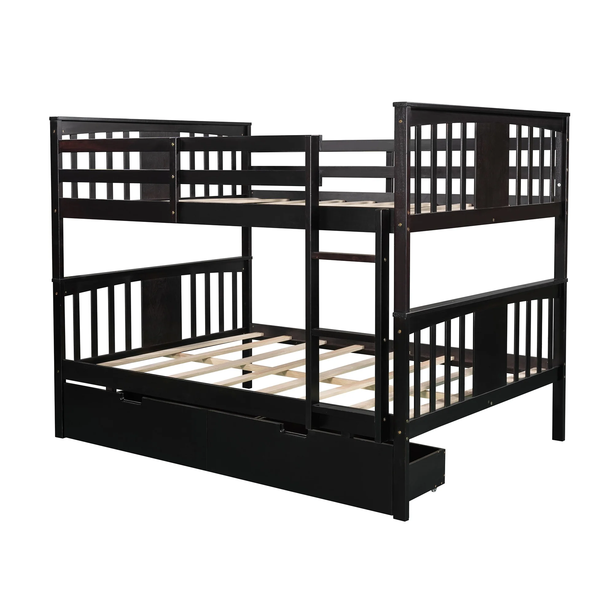 Modern White Full Over Full Bunk Bed With Two Drawers By Homeroots - Image 22