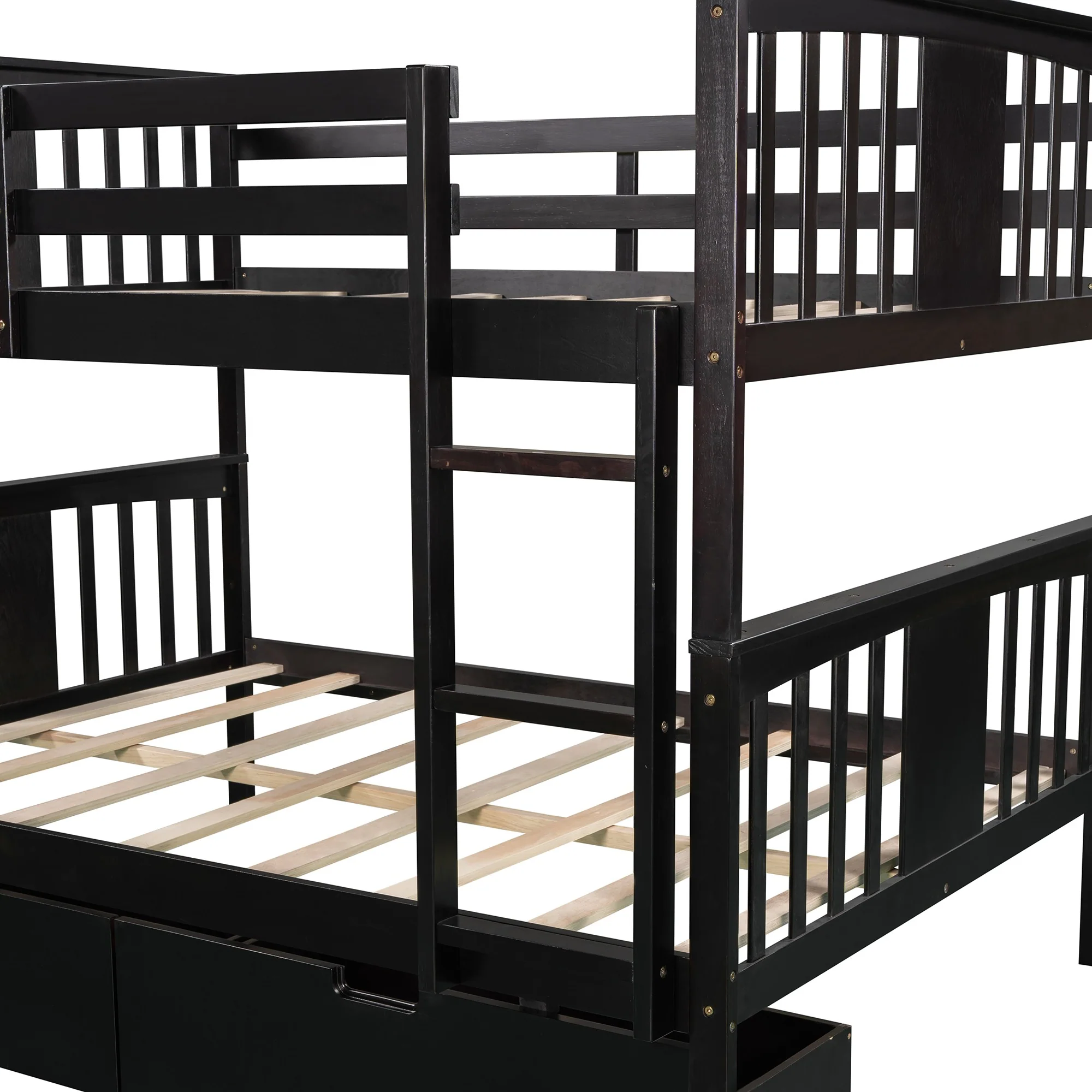 Modern White Full Over Full Bunk Bed With Two Drawers By Homeroots - Image 25