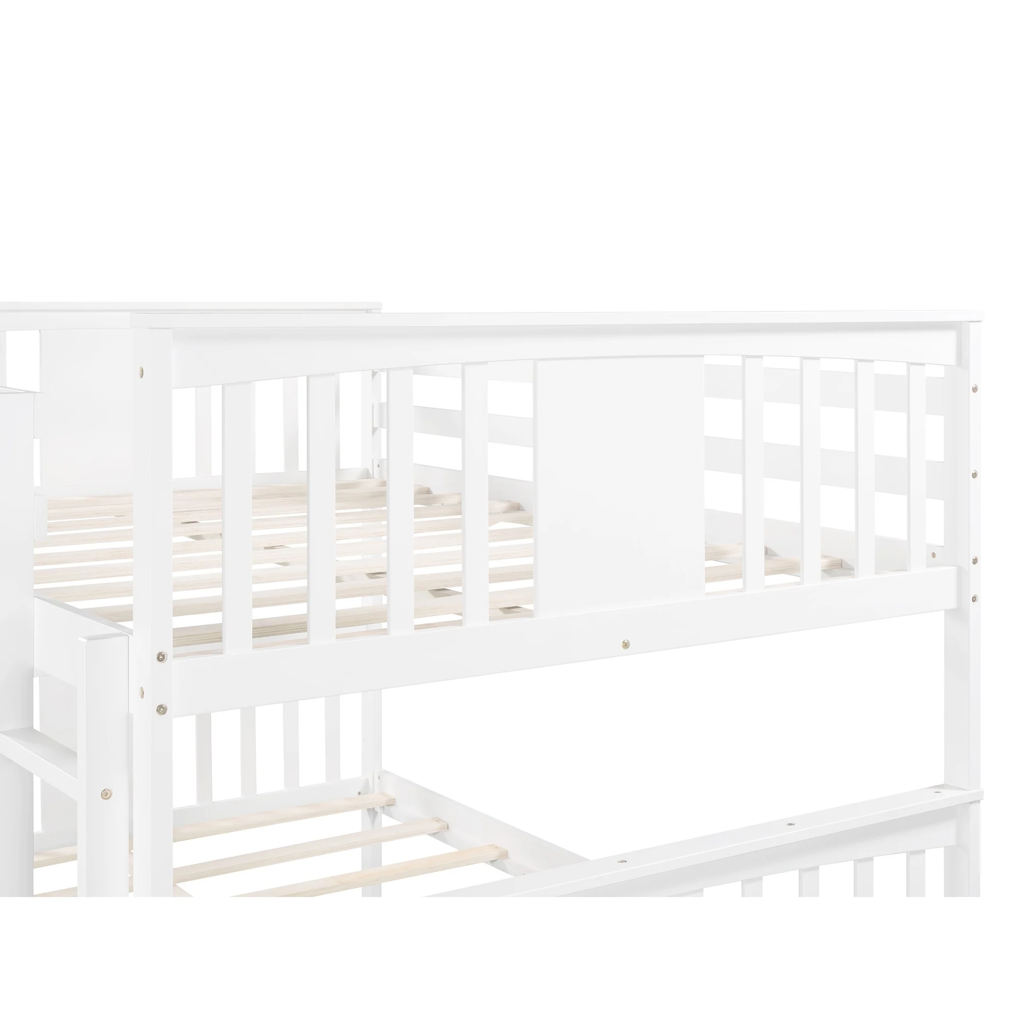 Modern White Full Over Full Bunk Bed With Two Drawers By Homeroots - Image 4