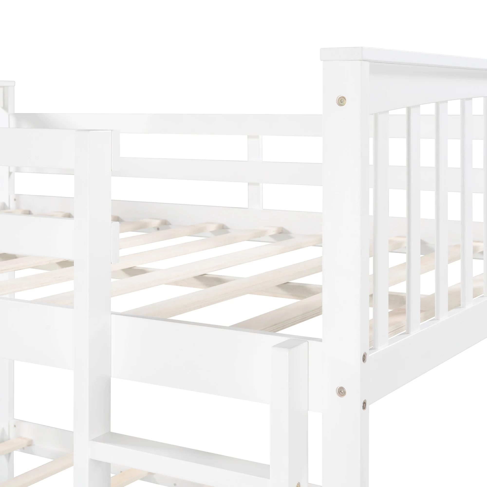 Modern White Full Over Full Bunk Bed With Two Drawers By Homeroots - Image 7