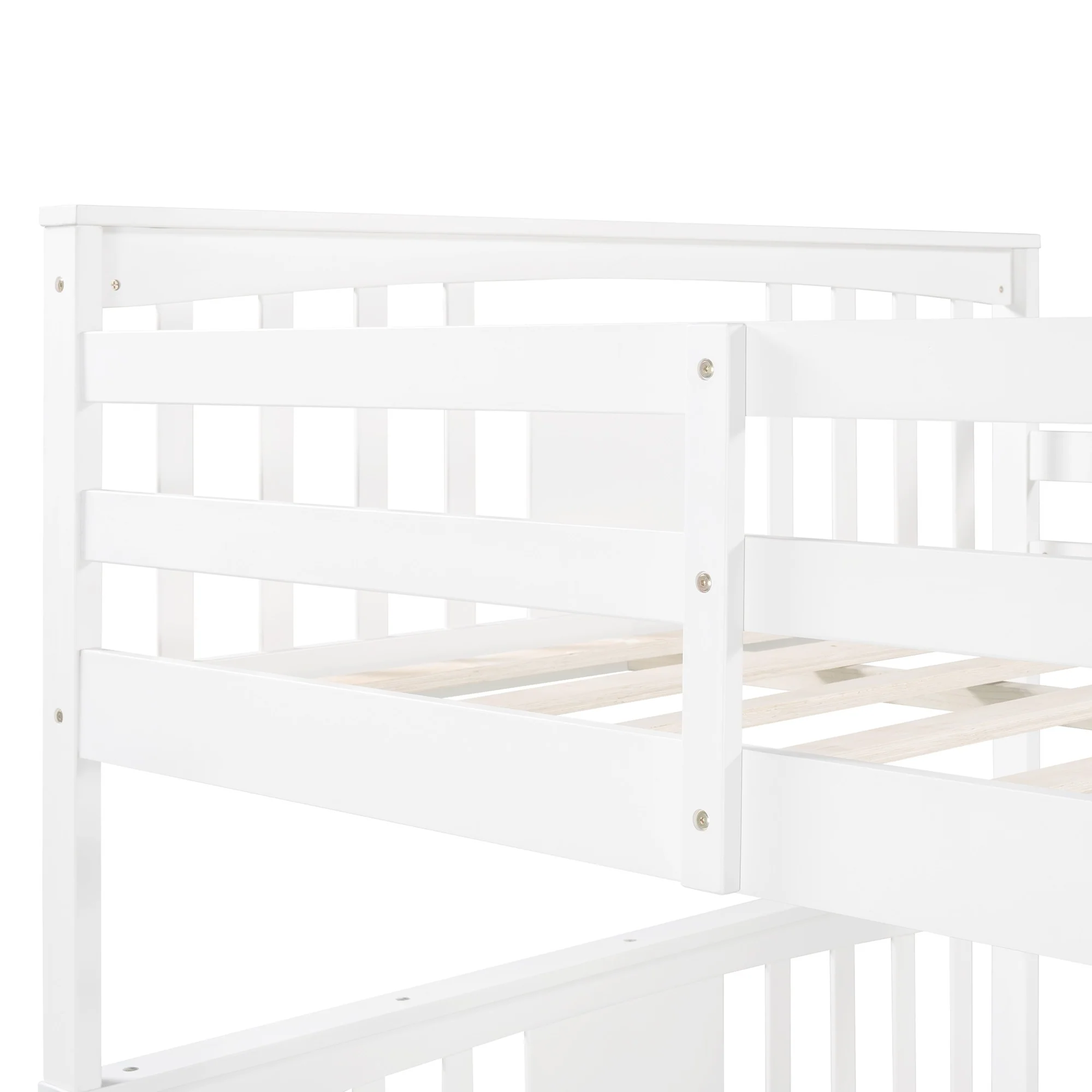 Modern White Full Over Full Bunk Bed With Two Drawers By Homeroots - Image 8