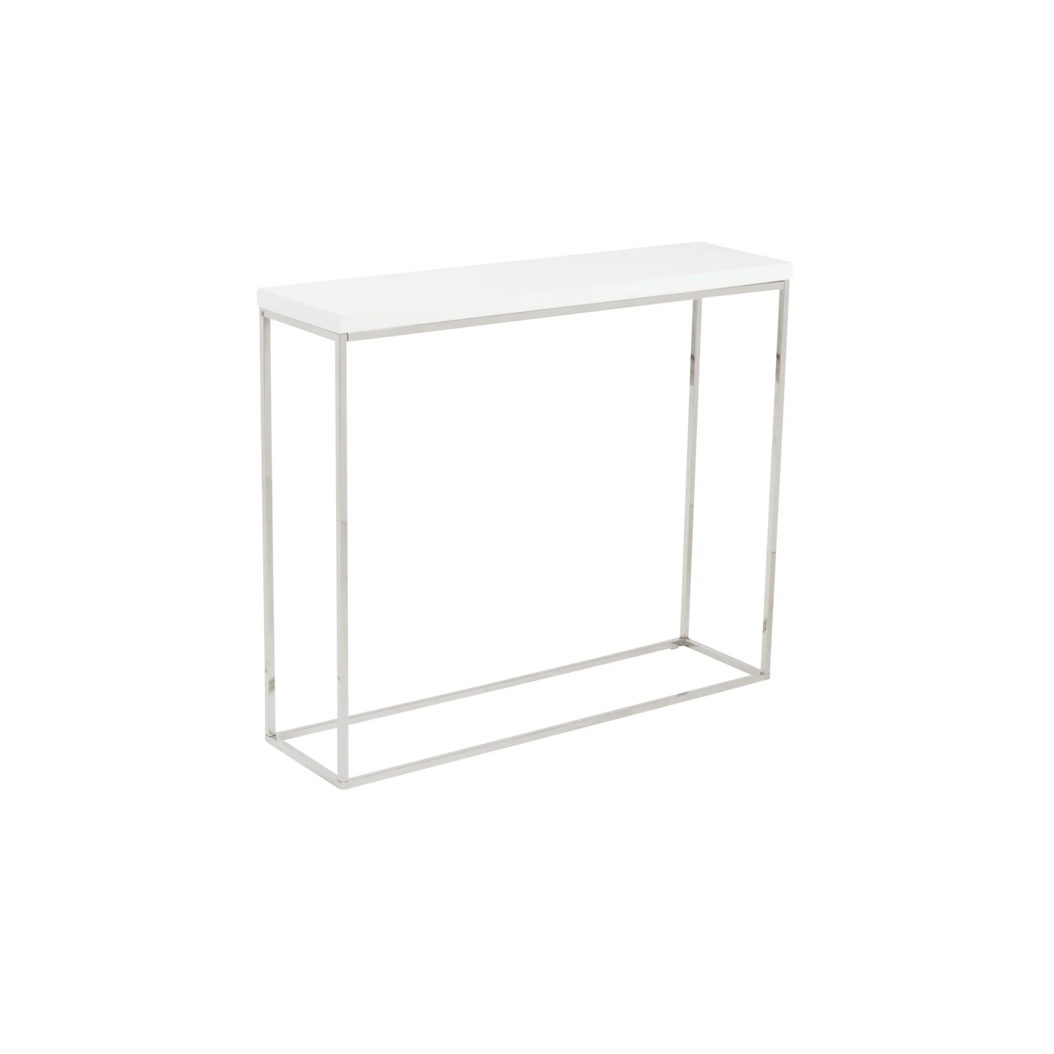 Modern White Gloss and Chrome Console Table By Homeroots - Image 2