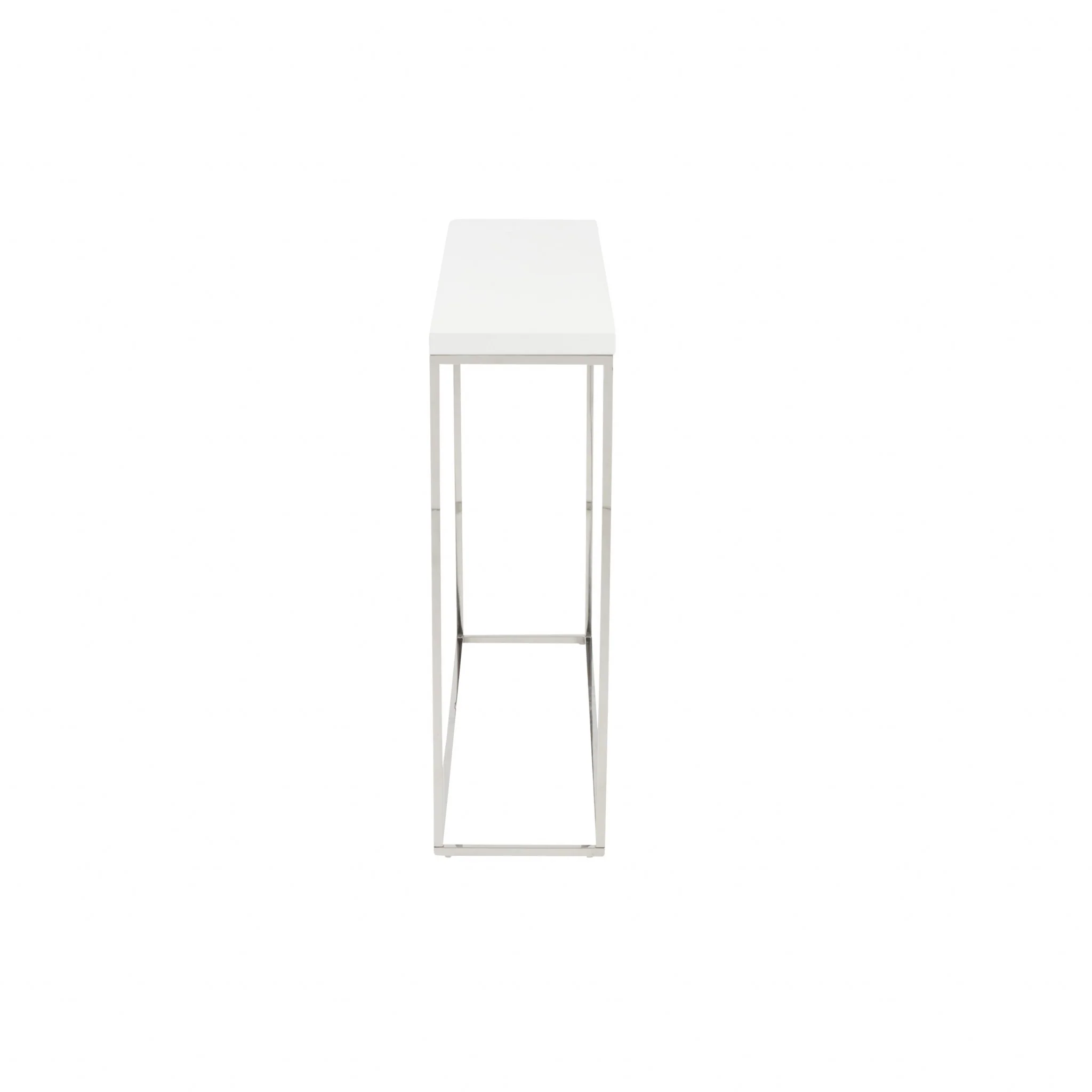 Modern White Gloss and Chrome Console Table By Homeroots - Image 3