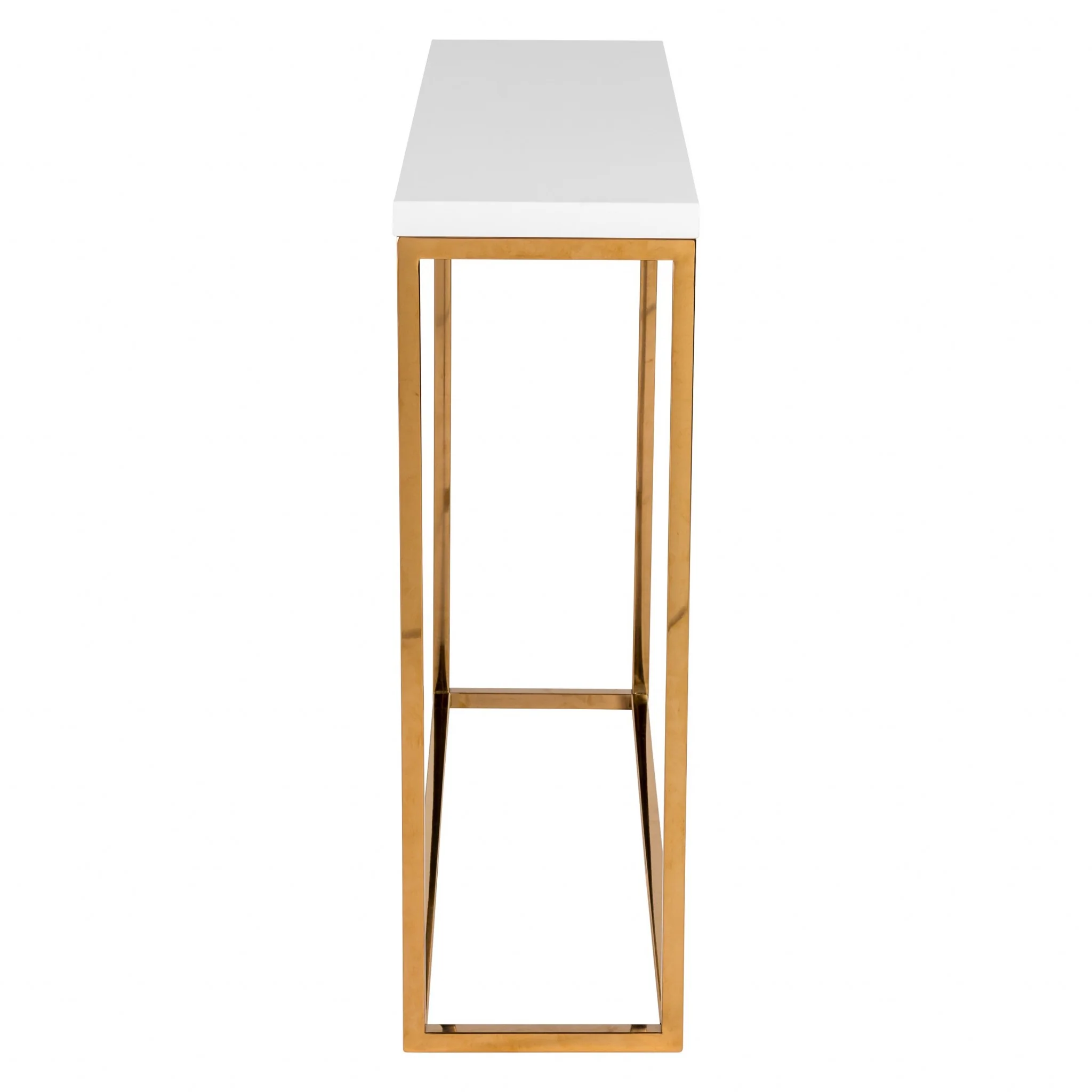 Modern White Gloss andn Gold Console Table By Homeroots - Image 2