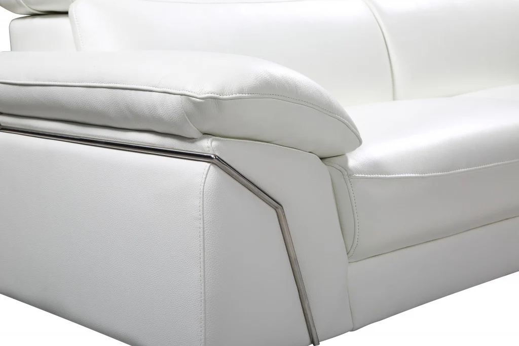 Modern White Leather Sectional By Homeroots - Image 4