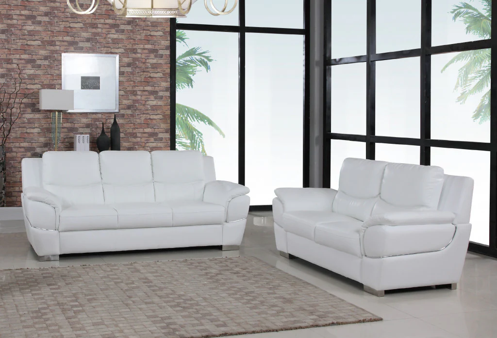 Modern White Leather Sofa And Loveseat By Homeroots - 343861 - Image 2