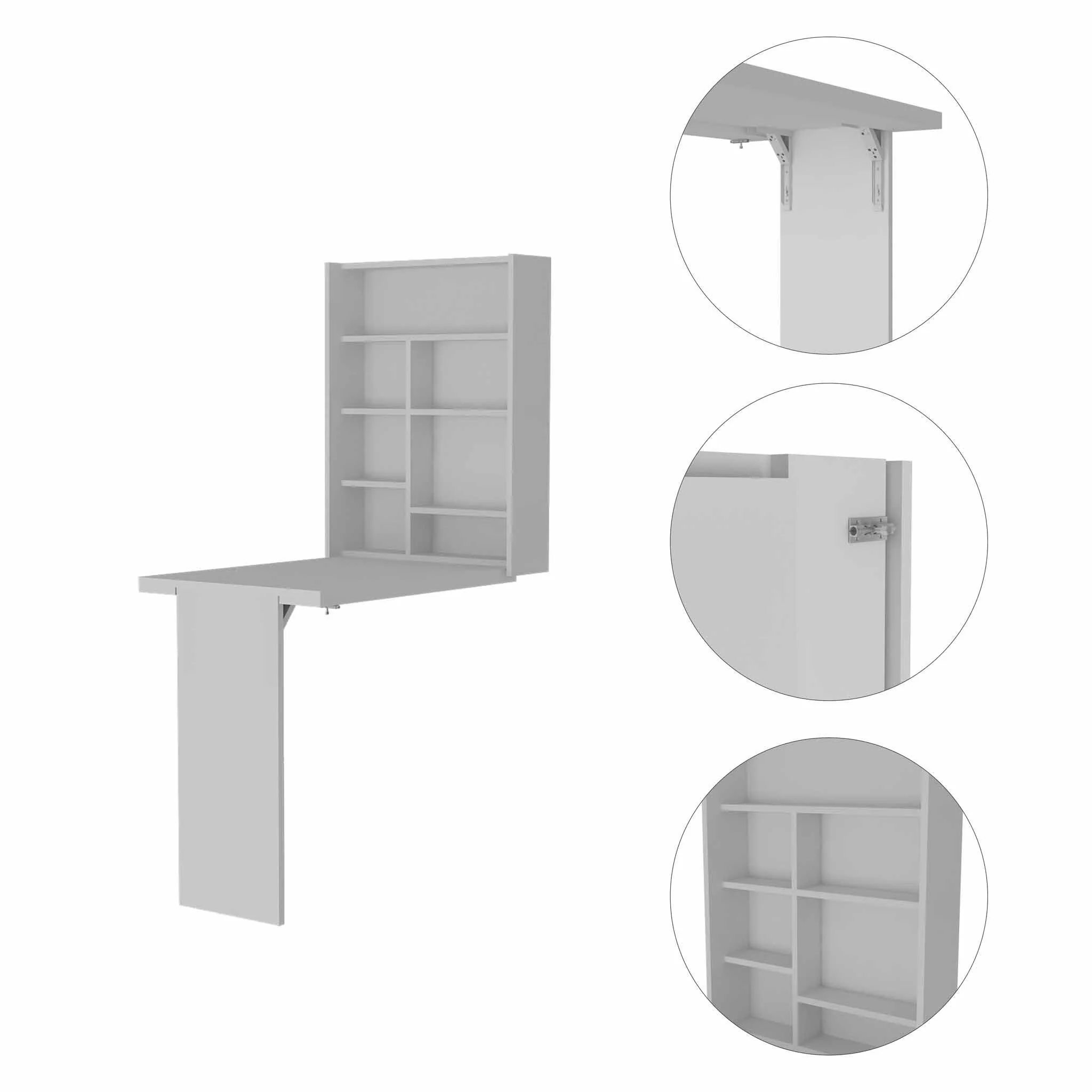 Modern White Retractable Desk or Bar Cabinet By Homeroots - Image 4