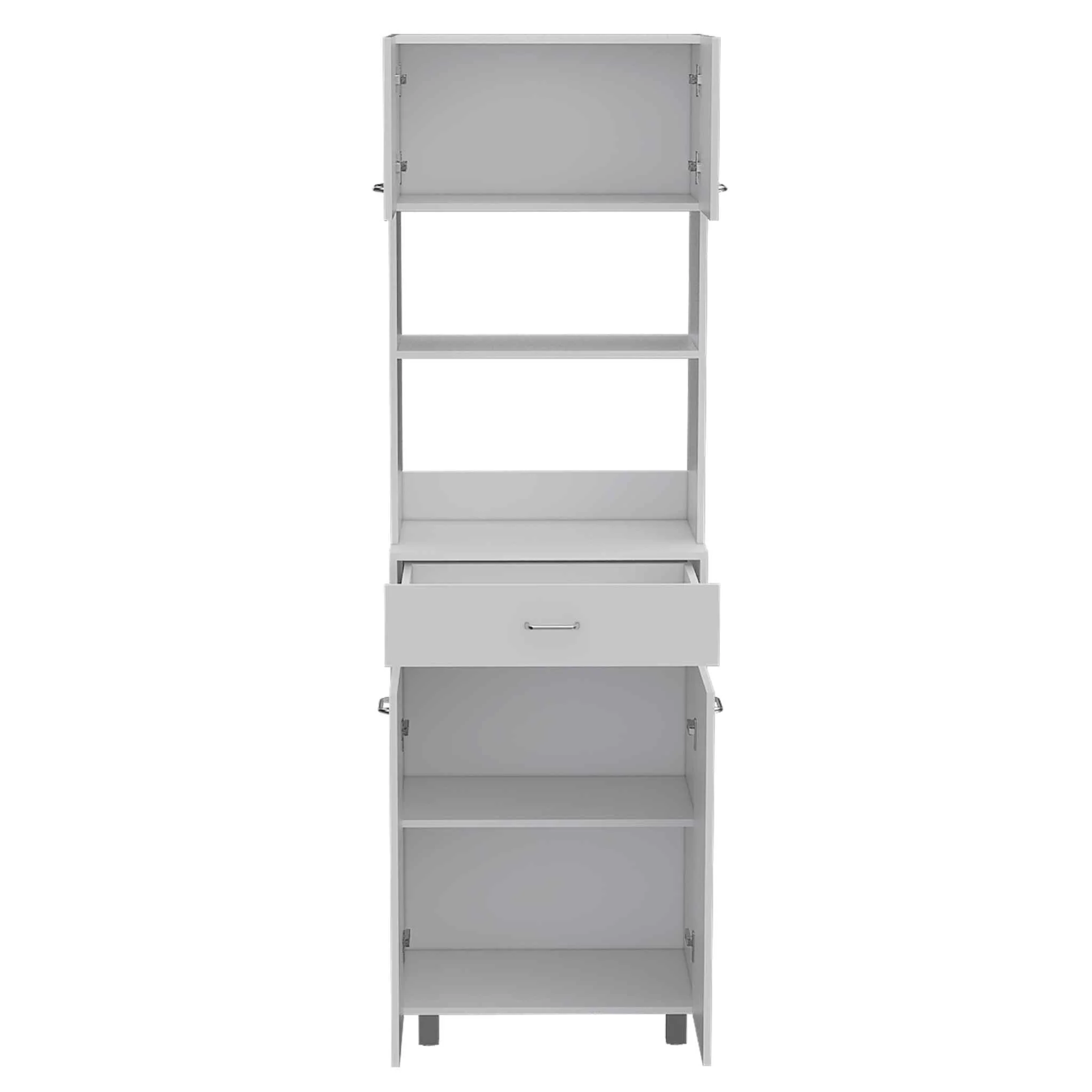 Modern White Stria Tall Kitchen Cart By Homeroots - Image 2