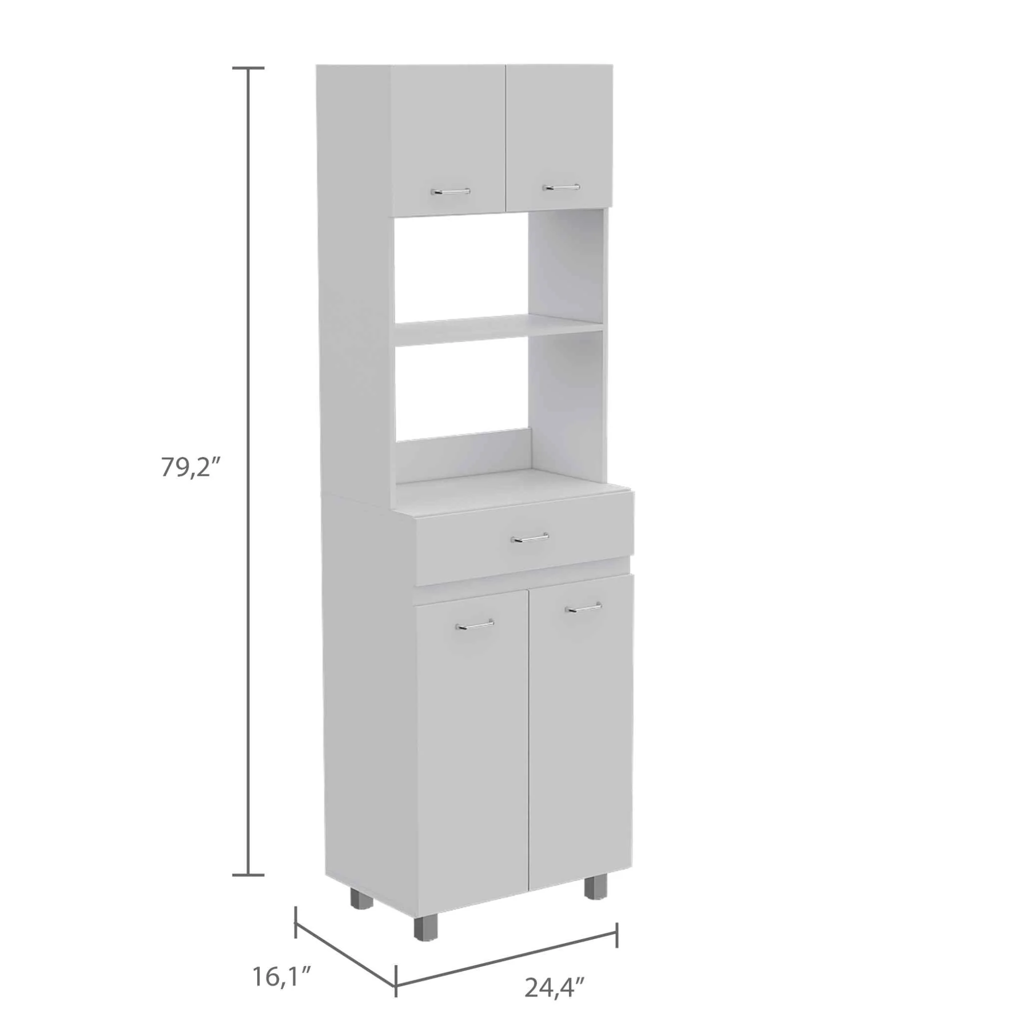 Modern White Stria Tall Kitchen Cart By Homeroots - Image 3