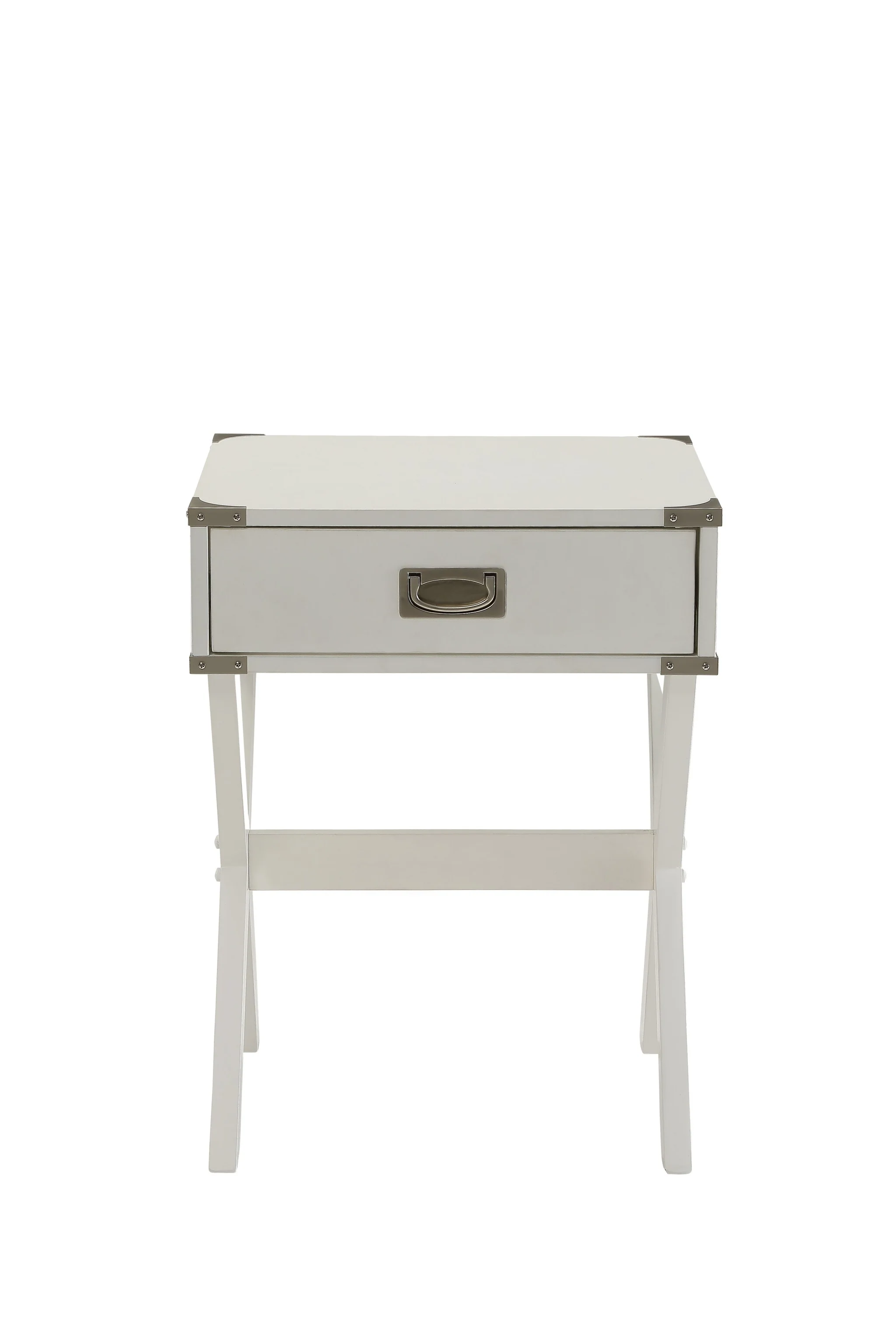 Modern White X Shape Wooden Storage End Table By Homeroots - Image 2