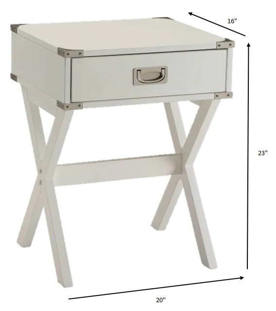 Modern White X Shape Wooden Storage End Table By Homeroots - Image 5