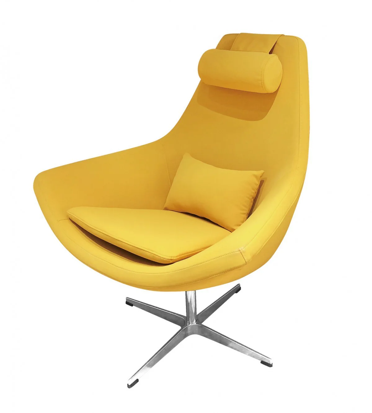 Modern Yellow Faux Leather And Steel Swivel Chair By Homeroots - Image 2