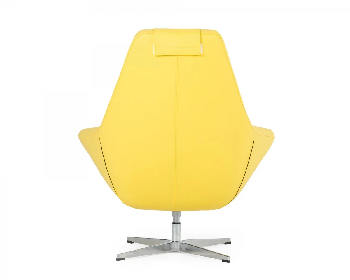 Modern Yellow Faux Leather And Steel Swivel Chair By Homeroots - Image 6