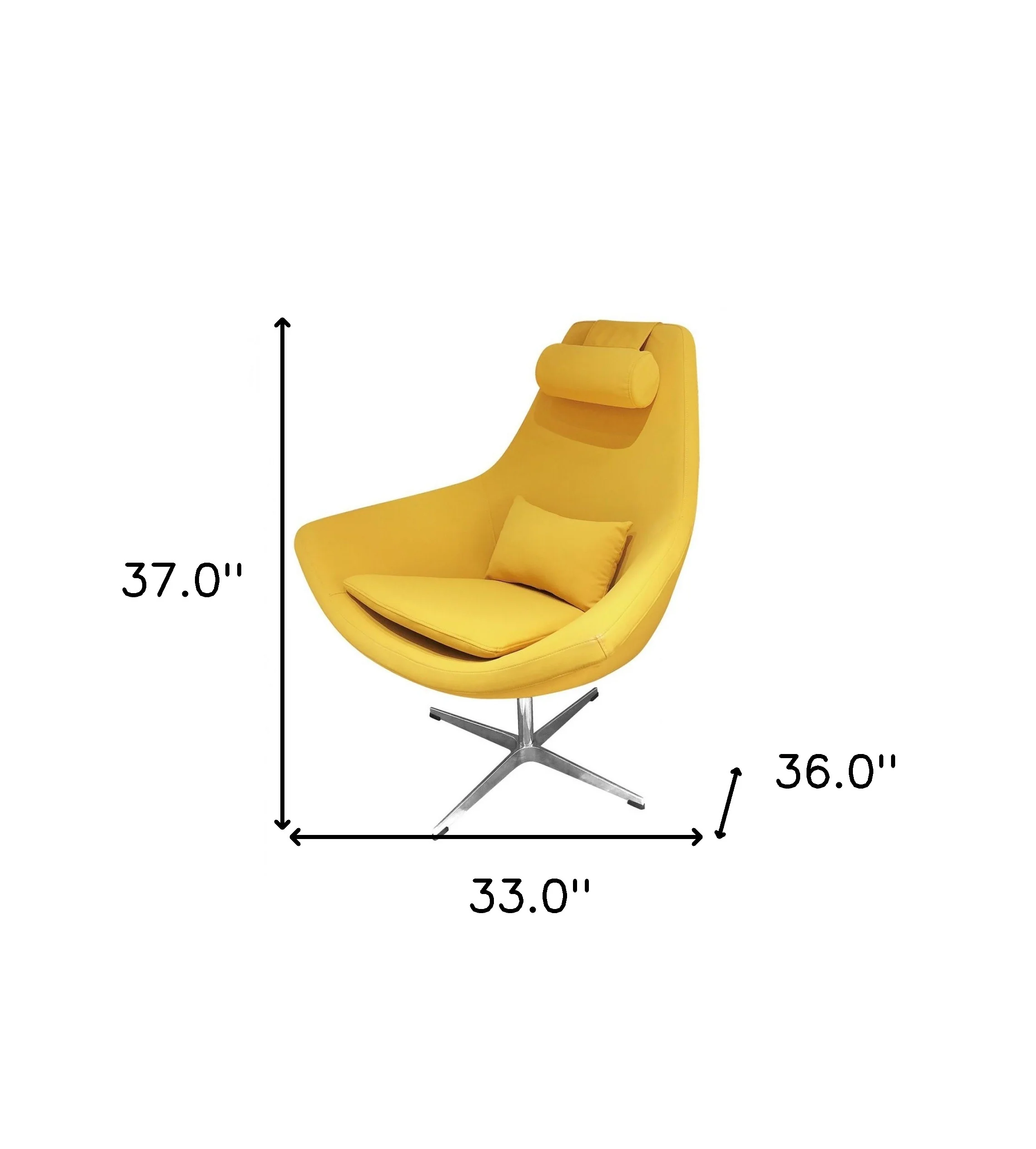 Modern Yellow Faux Leather And Steel Swivel Chair By Homeroots - Image 9
