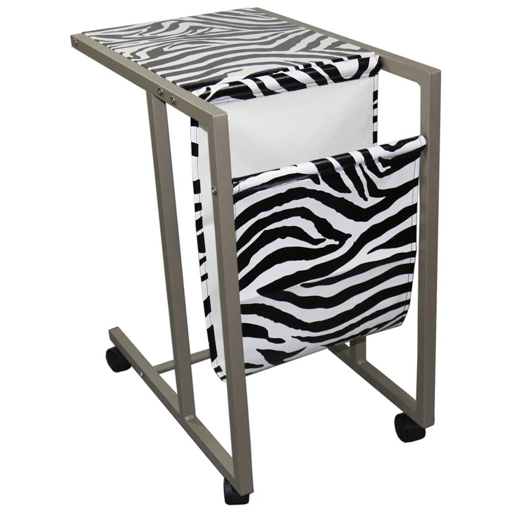 Modern Zebra Print Metal Laptop Cart And Desk By Homeroots - Image 2