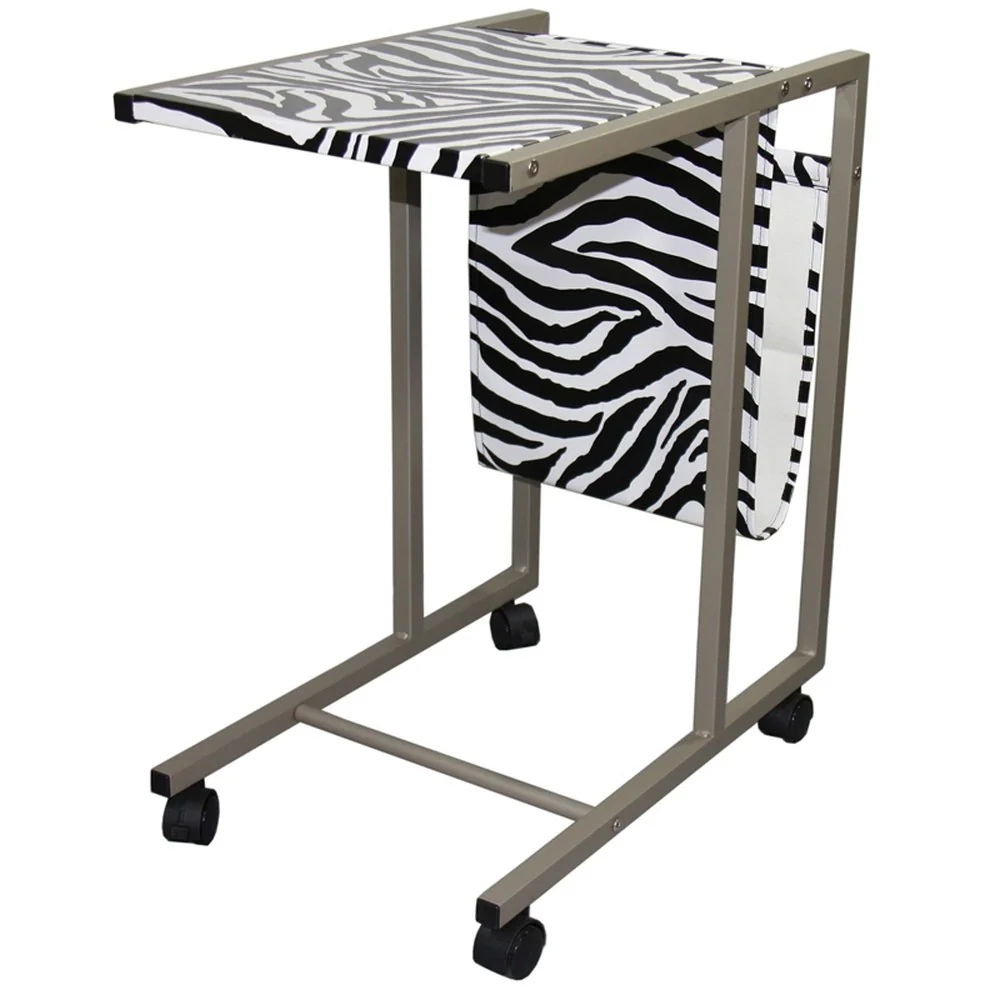 Modern Zebra Print Metal Laptop Cart And Desk By Homeroots - Image 3