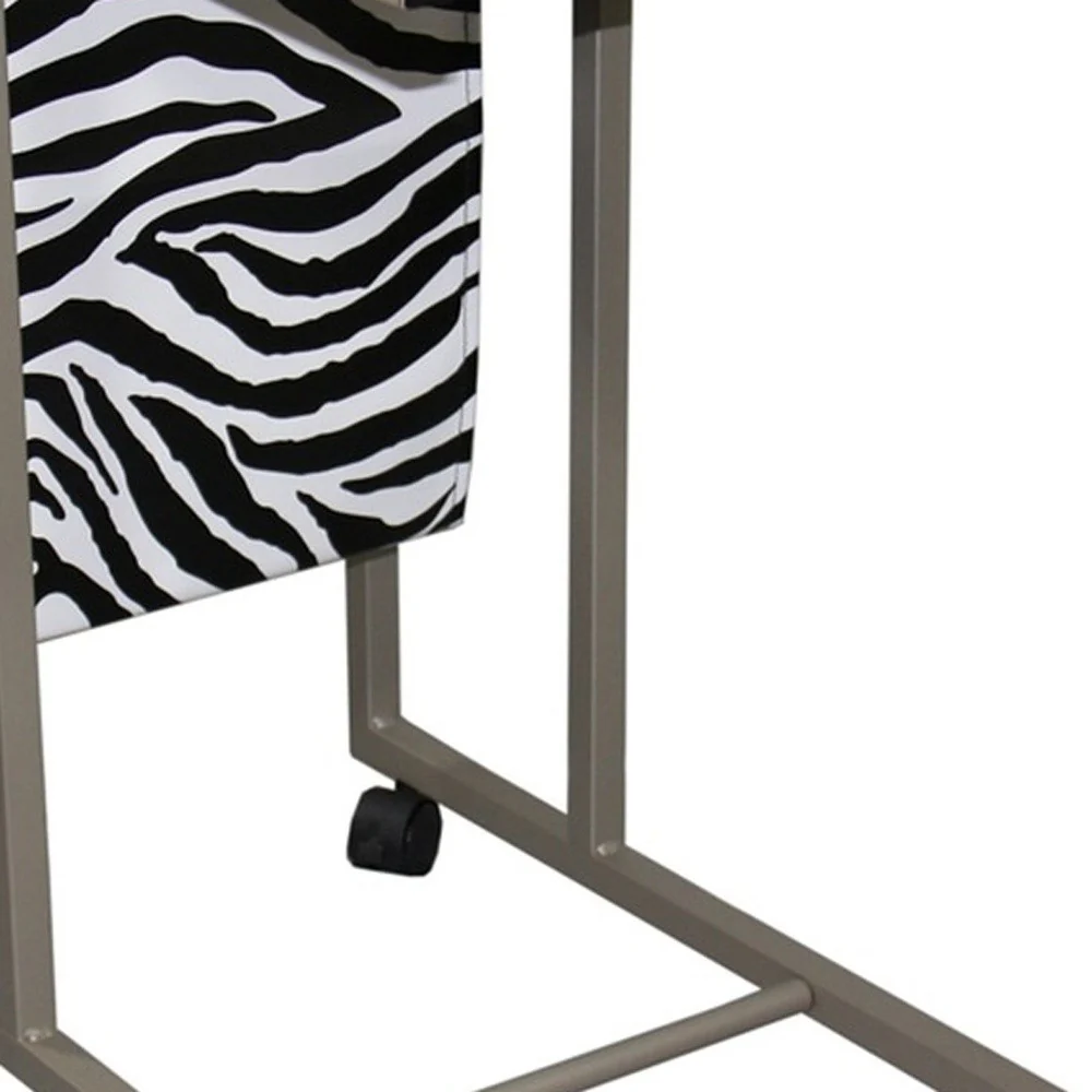 Modern Zebra Print Metal Laptop Cart And Desk By Homeroots - Image 5
